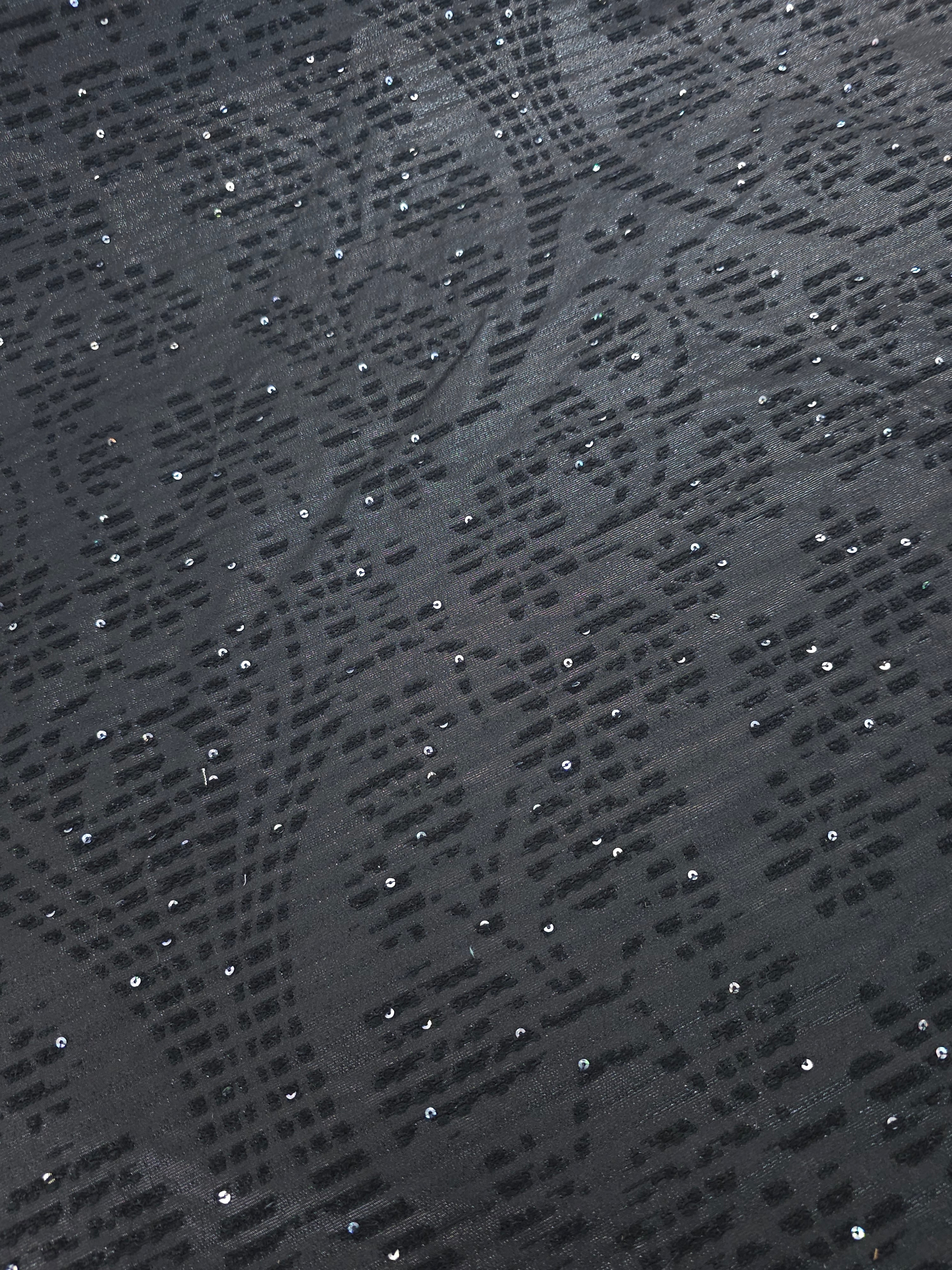 Black Damask Sequin Jacquard
