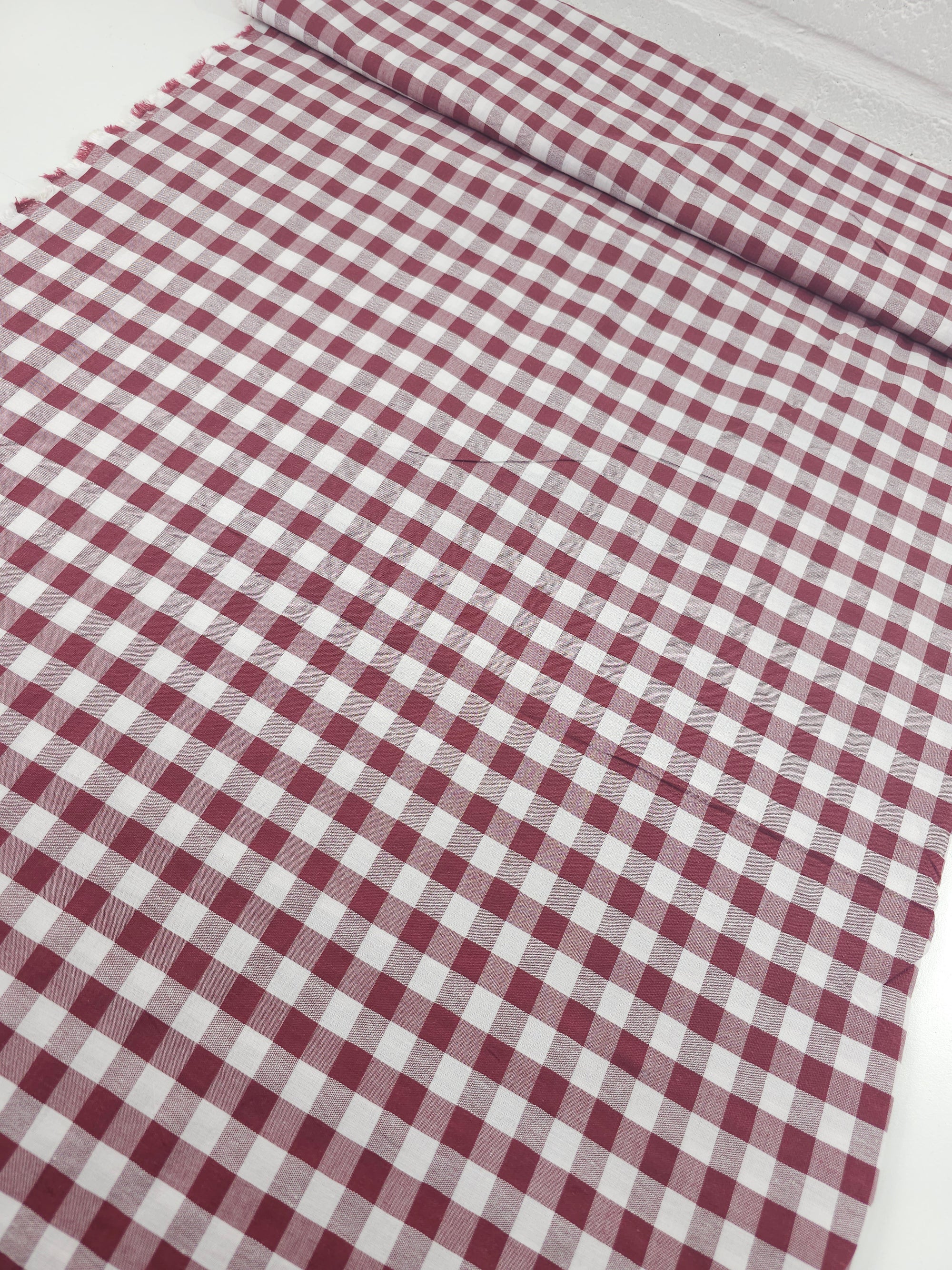 Burgundy Big Gingham 100% Cotton 86" *EXTRA WIDE*