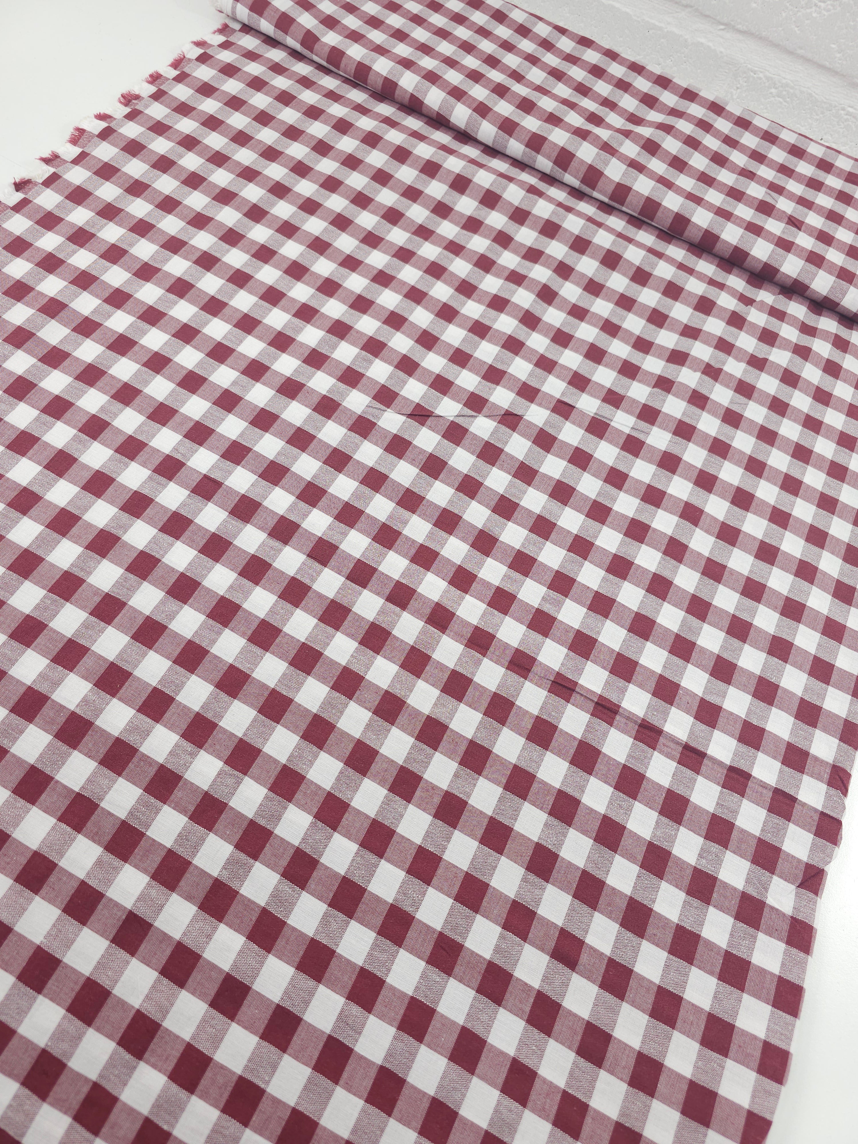 Burgundy Big Gingham 100% Cotton 86" *EXTRA WIDE*