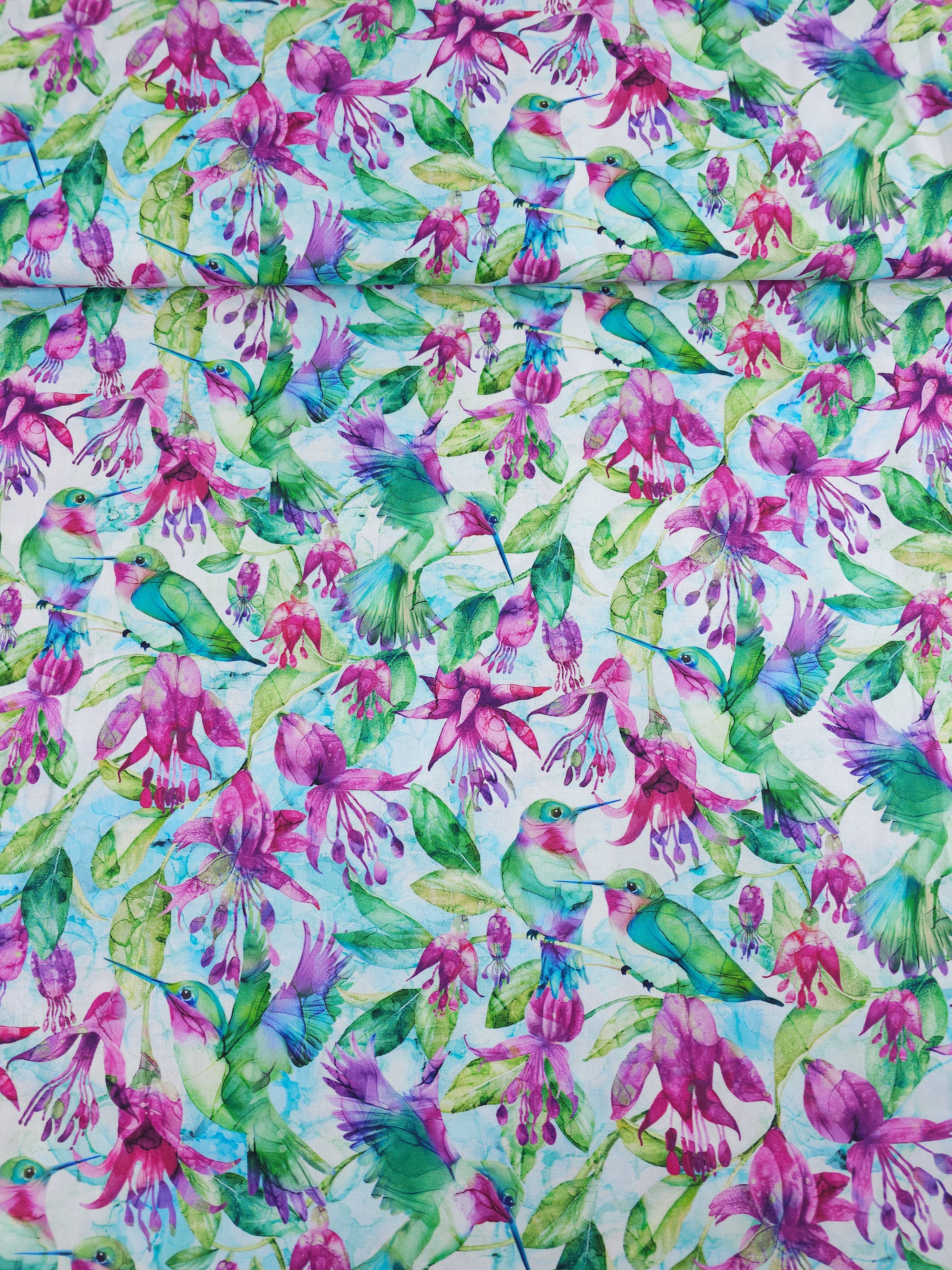 Hummingbird Floral Concerto 100% Cotton
