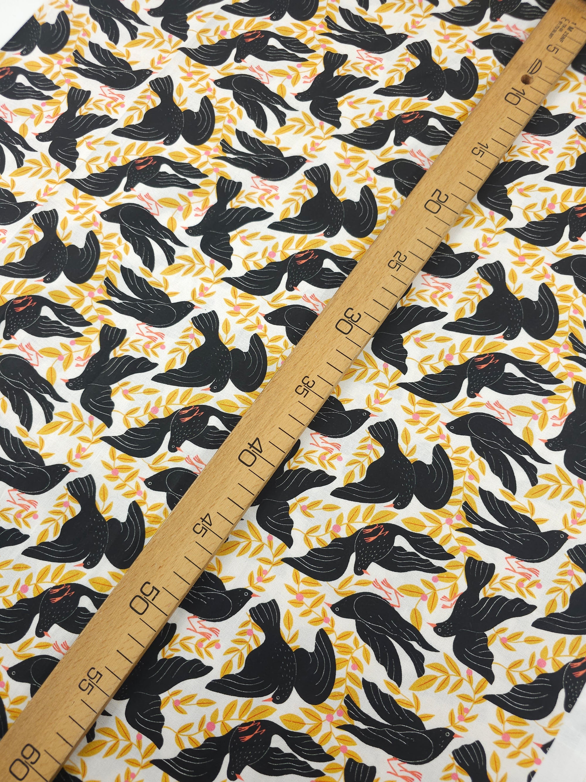 Marigold/Black Floral Fauna 100% Cotton