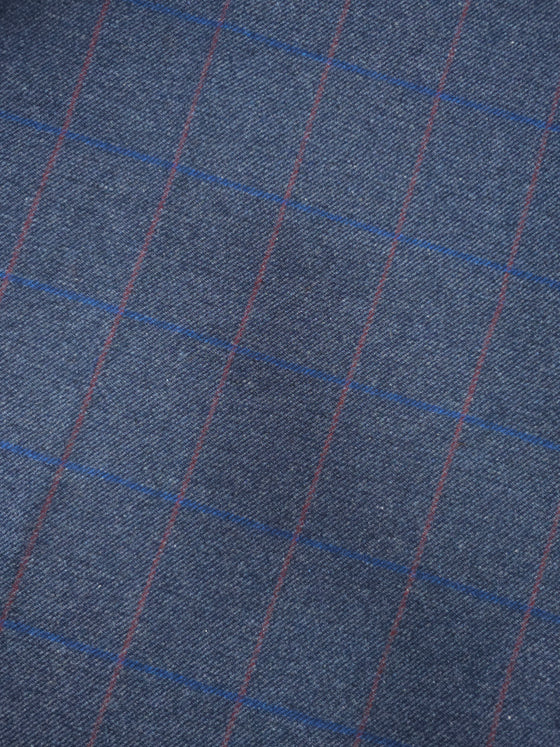 Navy/Red Check Poly Wool