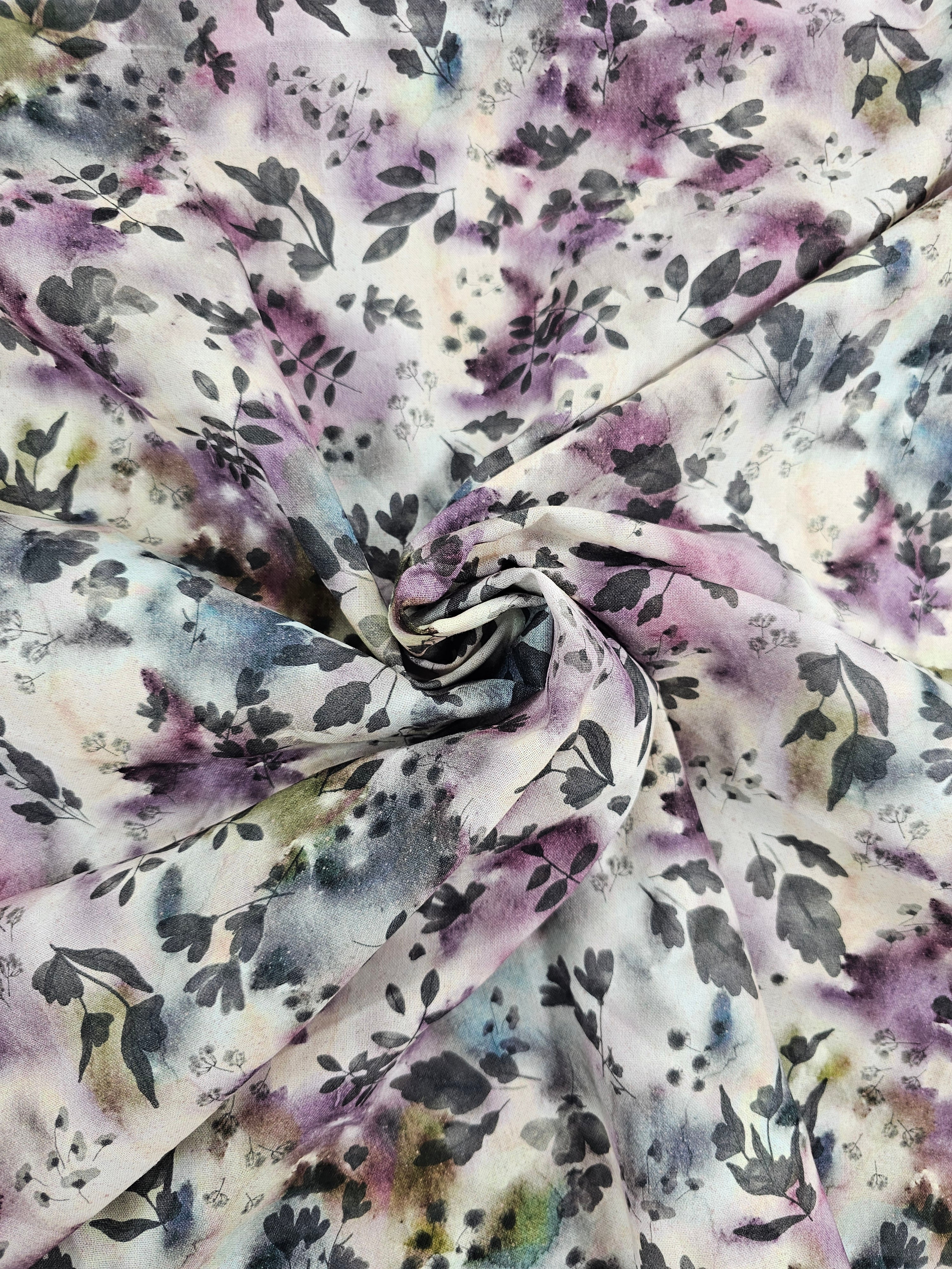 Smokey Blur Leaf 100% Cotton - 2.30m Piece