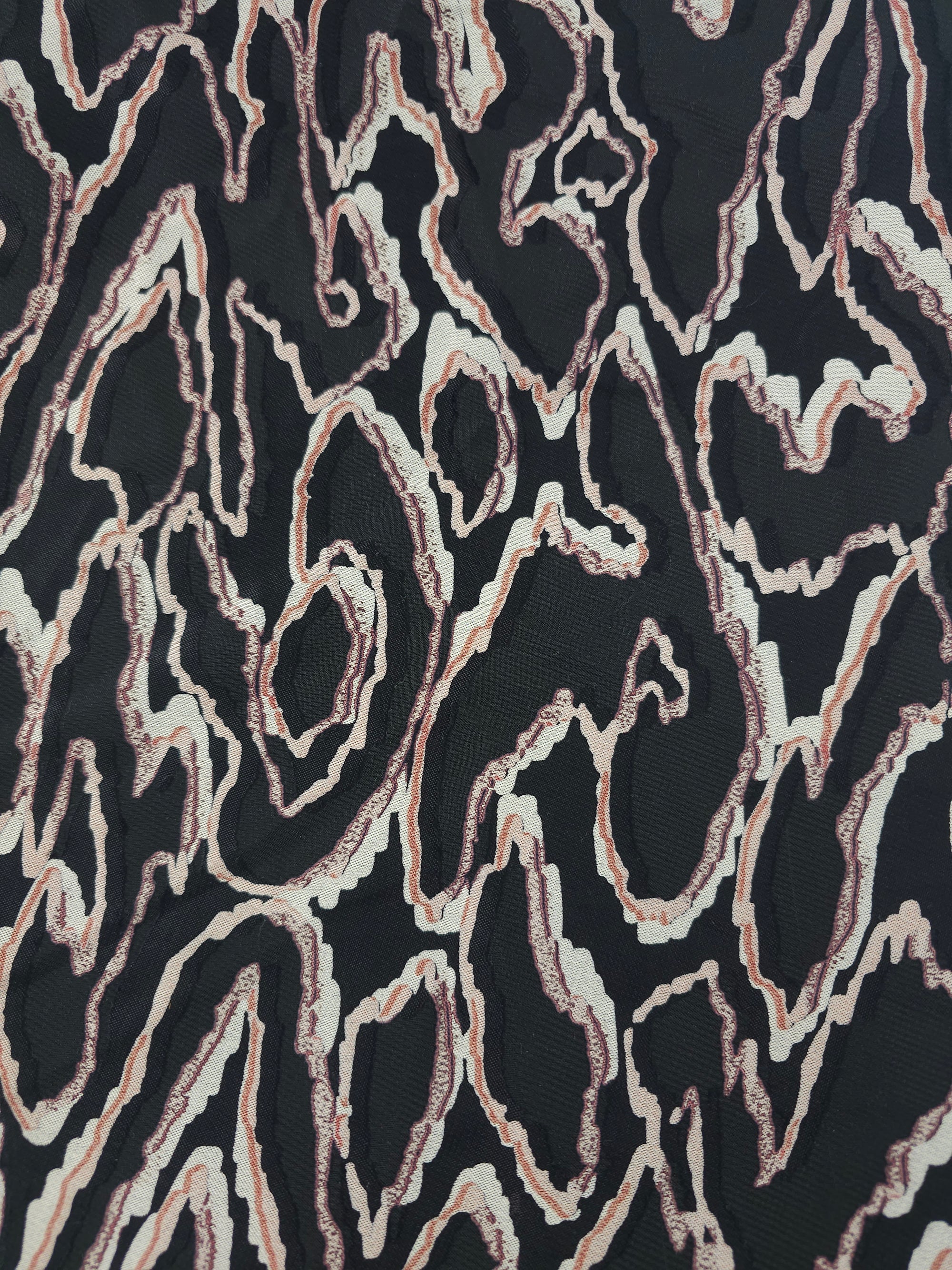 Black wiggle caves Viscose sateen- 3.4m piece