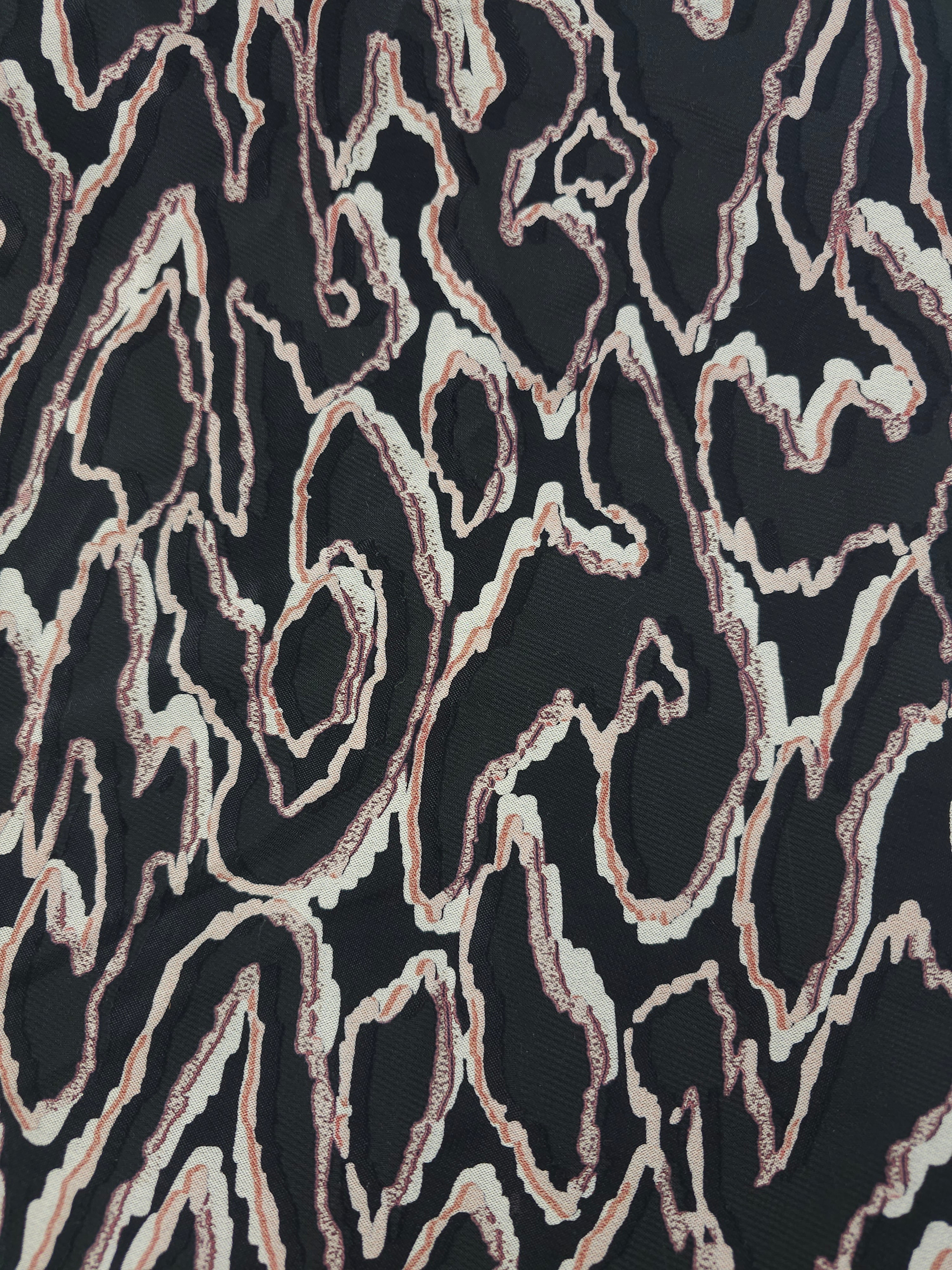 Black wiggle caves Viscose sateen- 3.4m piece