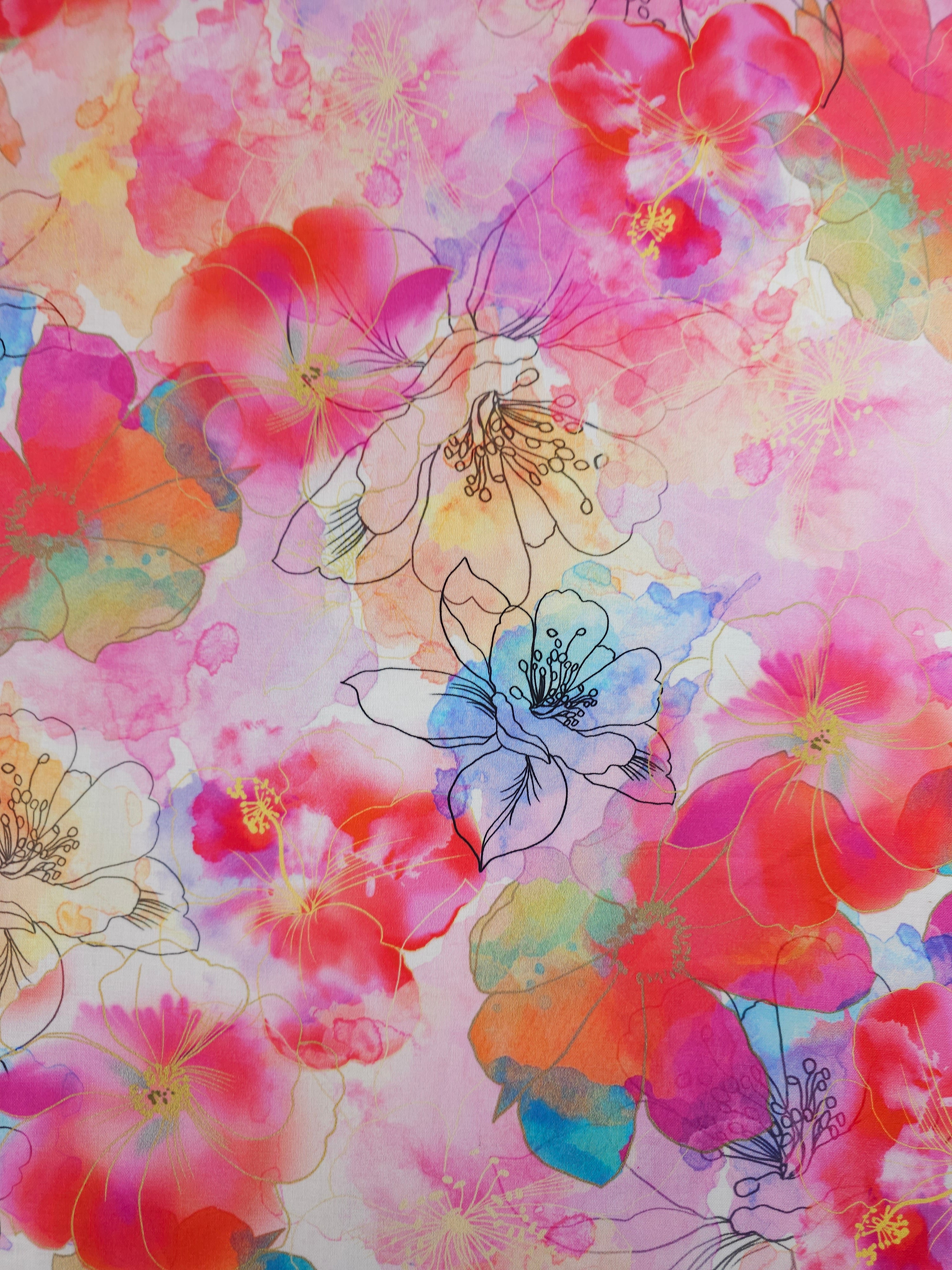 Pink Tone Artful Bloom 100% Cotton 104" - Robert Kaufman *EXTRA WIDE*
