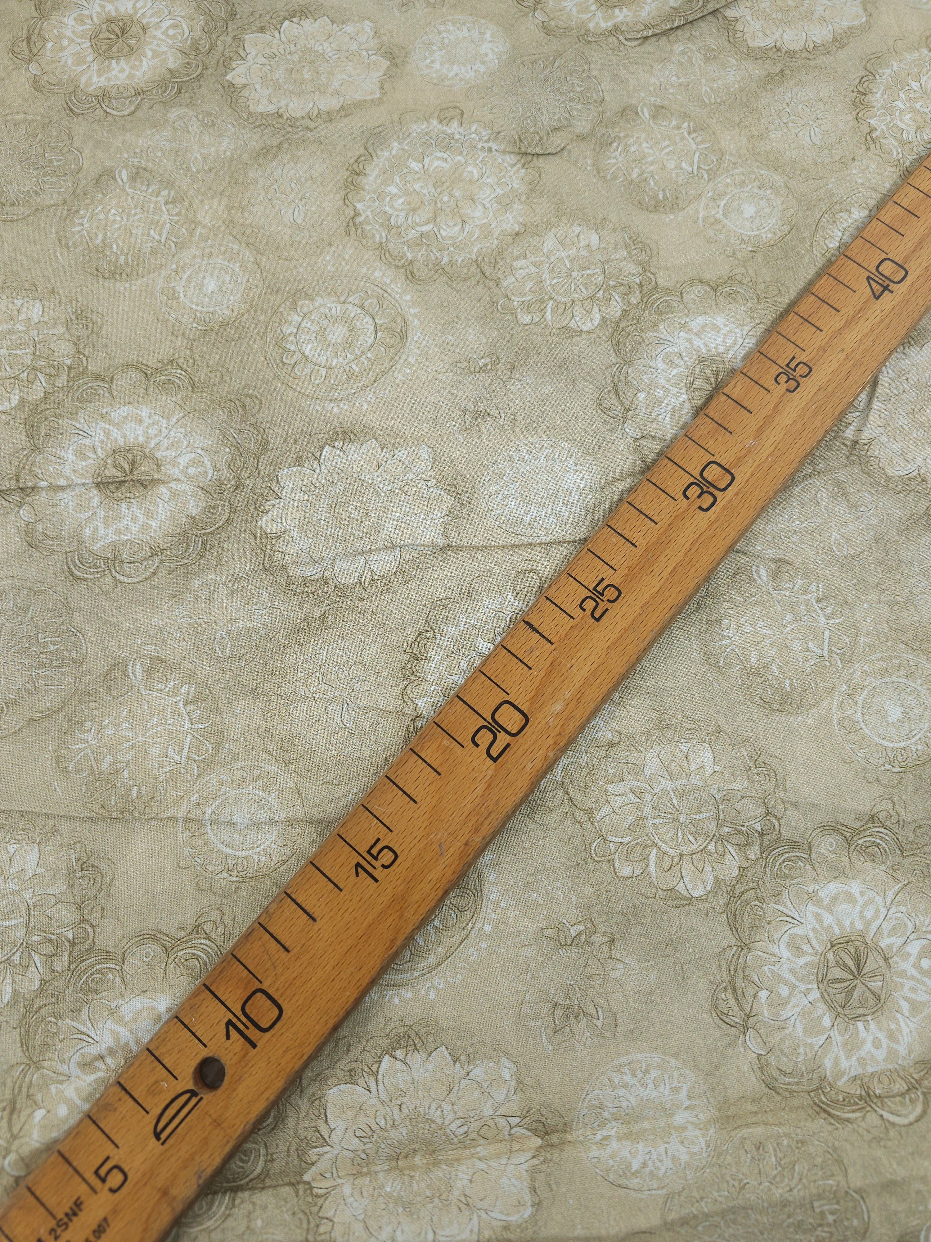 Pale Beige Spiral Medallion 100% Cotton 106” *EXTRA WIDE*