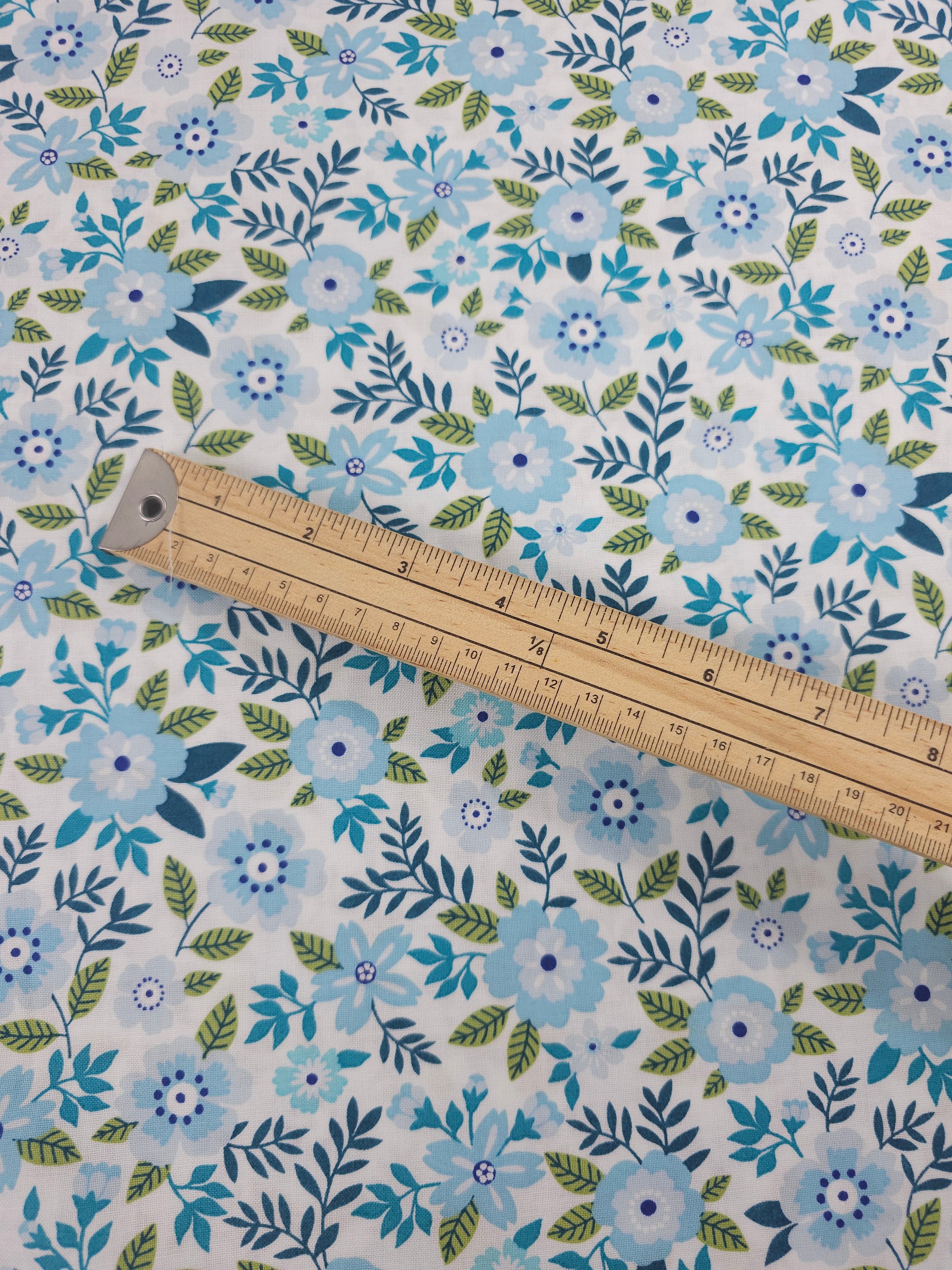 Light Blue Garden Bloom 100% Cotton