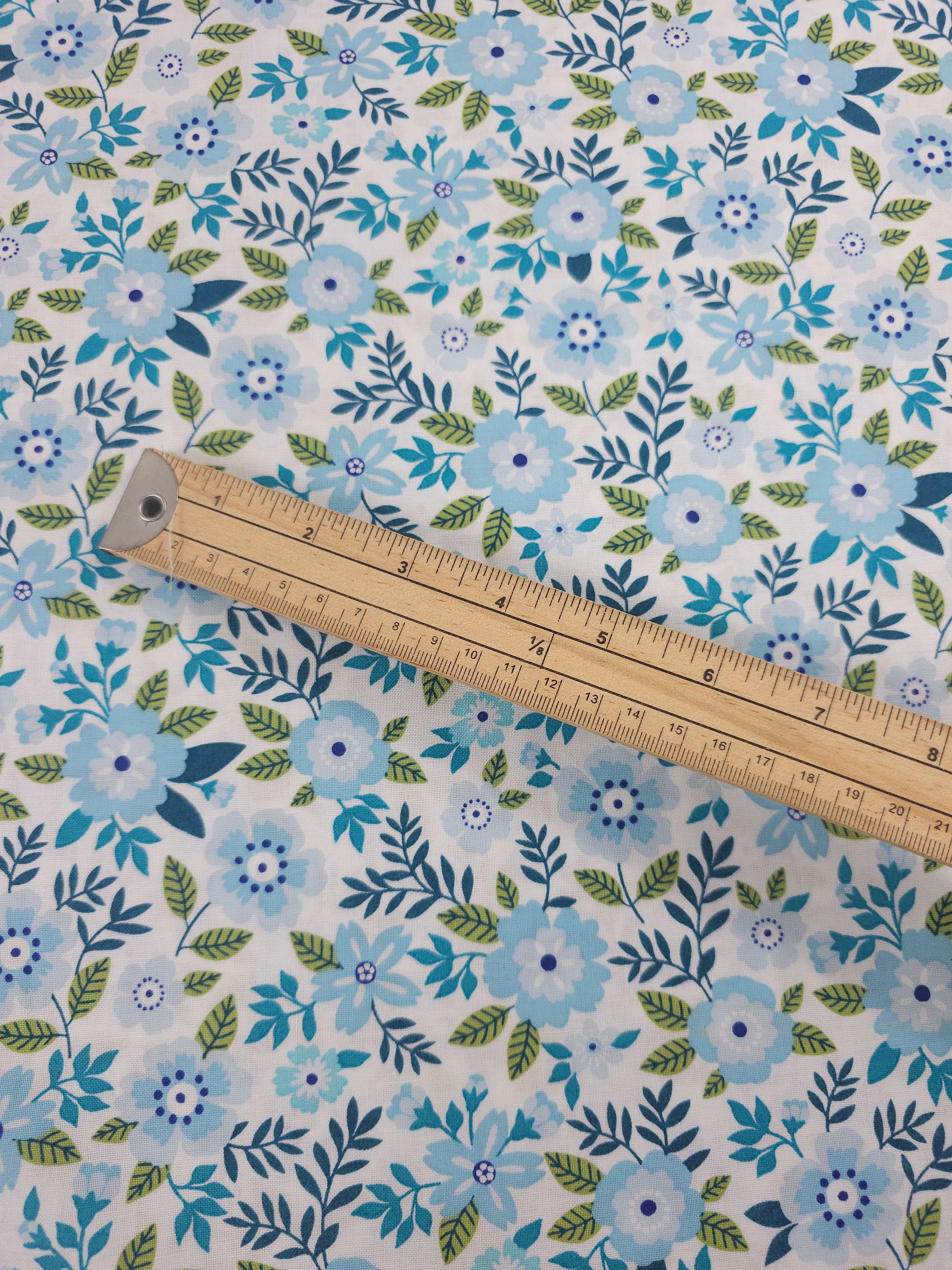 Light Blue Garden Bloom 100% Cotton