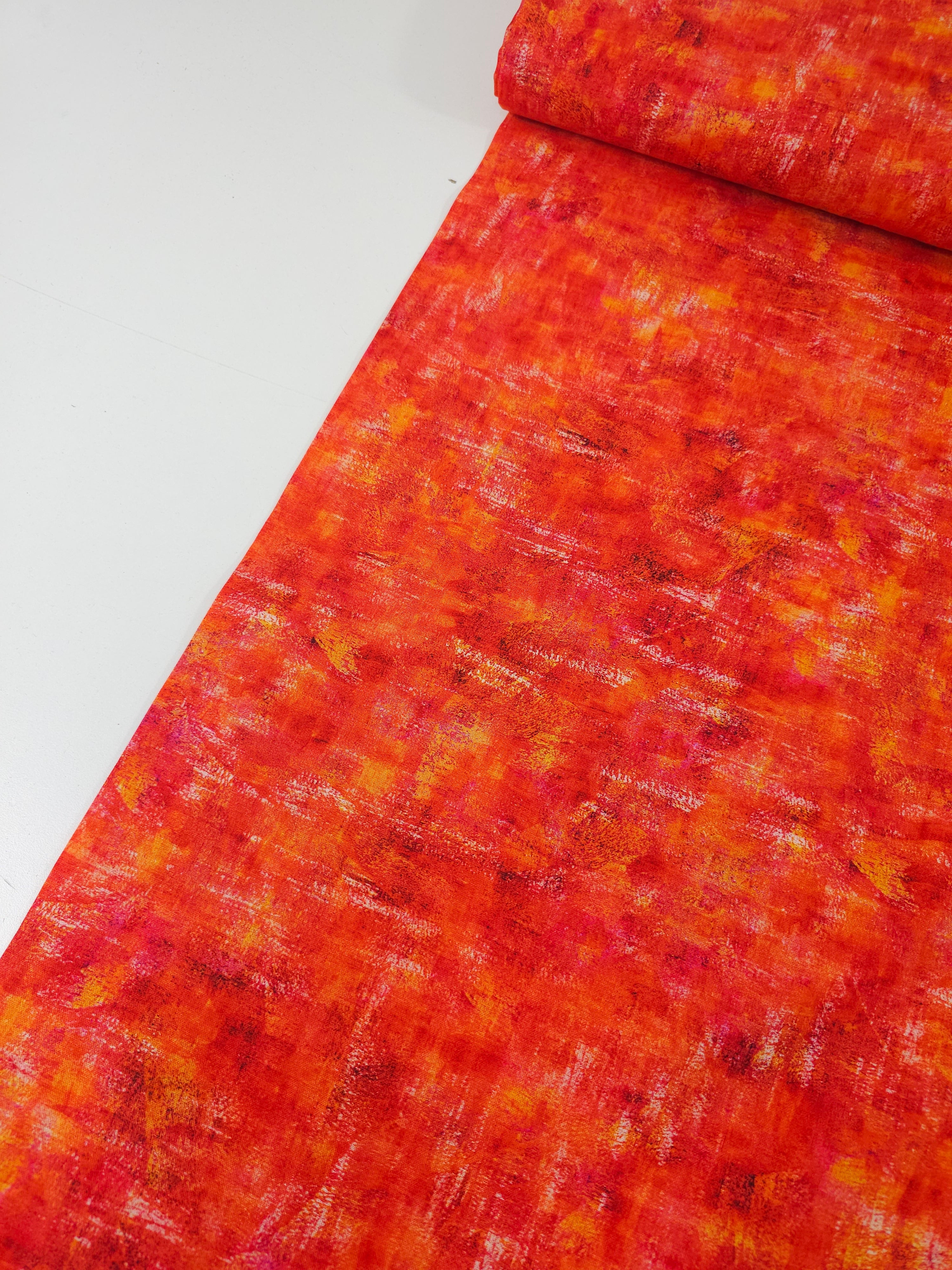 Orangey Red Static Paint Smudge 100% Cotton