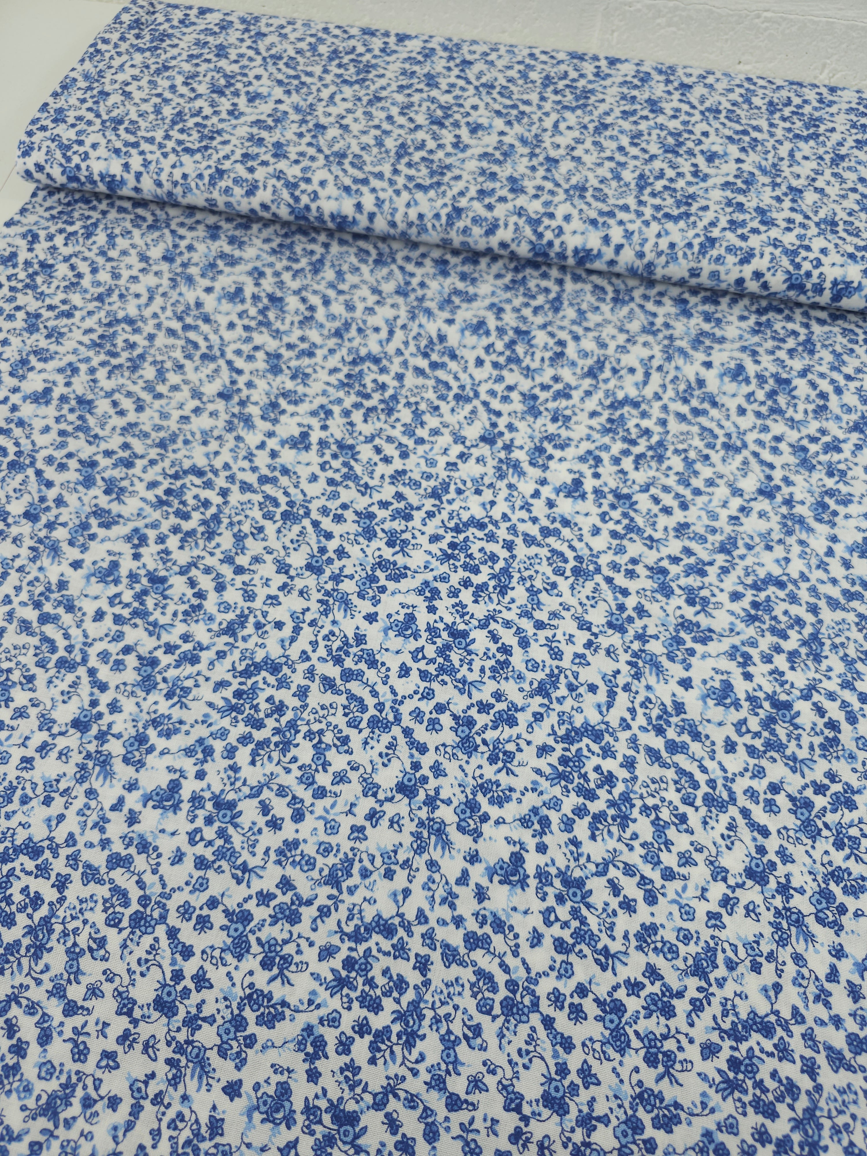 Blue Delph Floral 100% Cotton