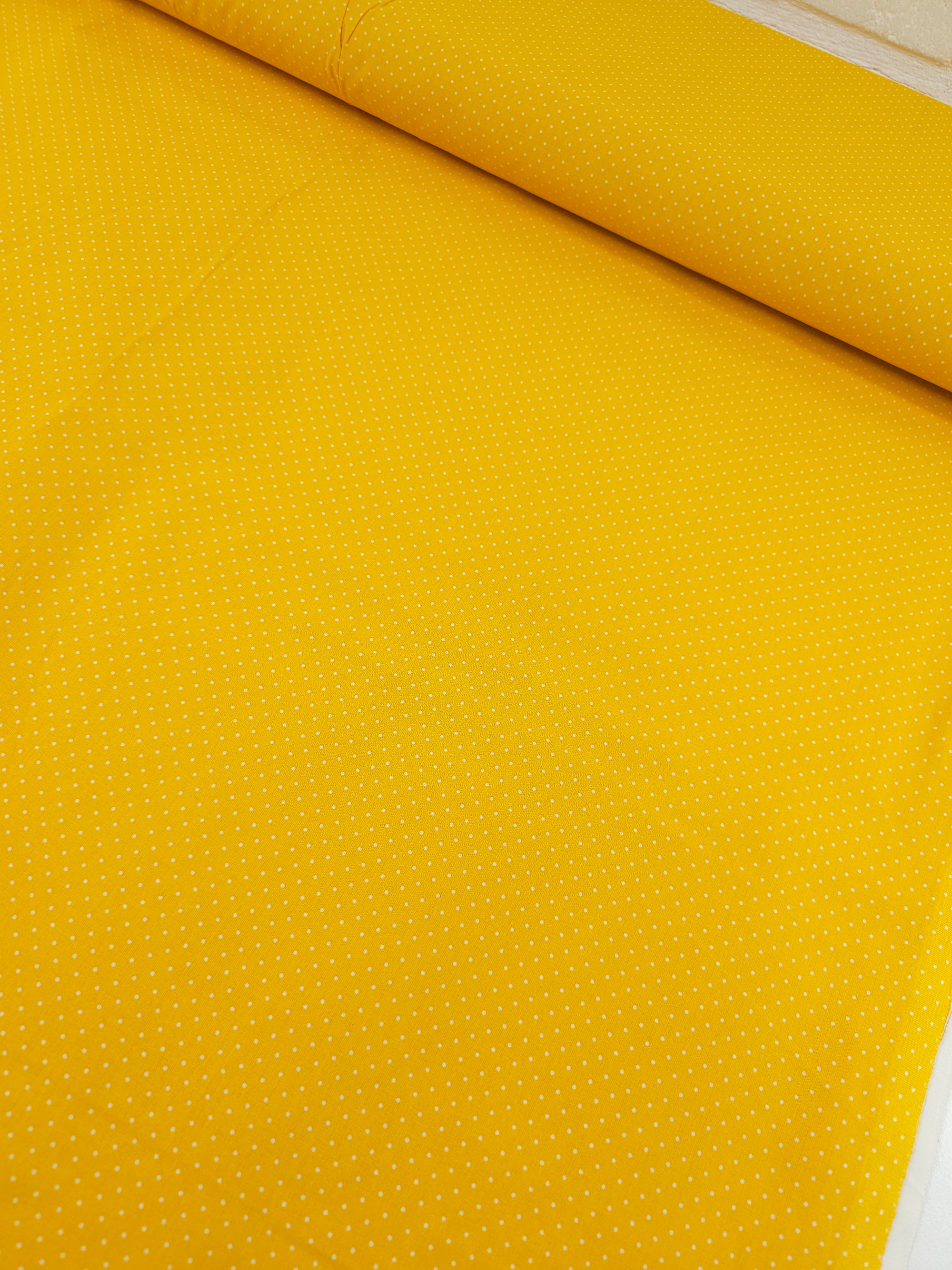 Marigold Yellow Micro Polka Dot 100% Cotton 60"