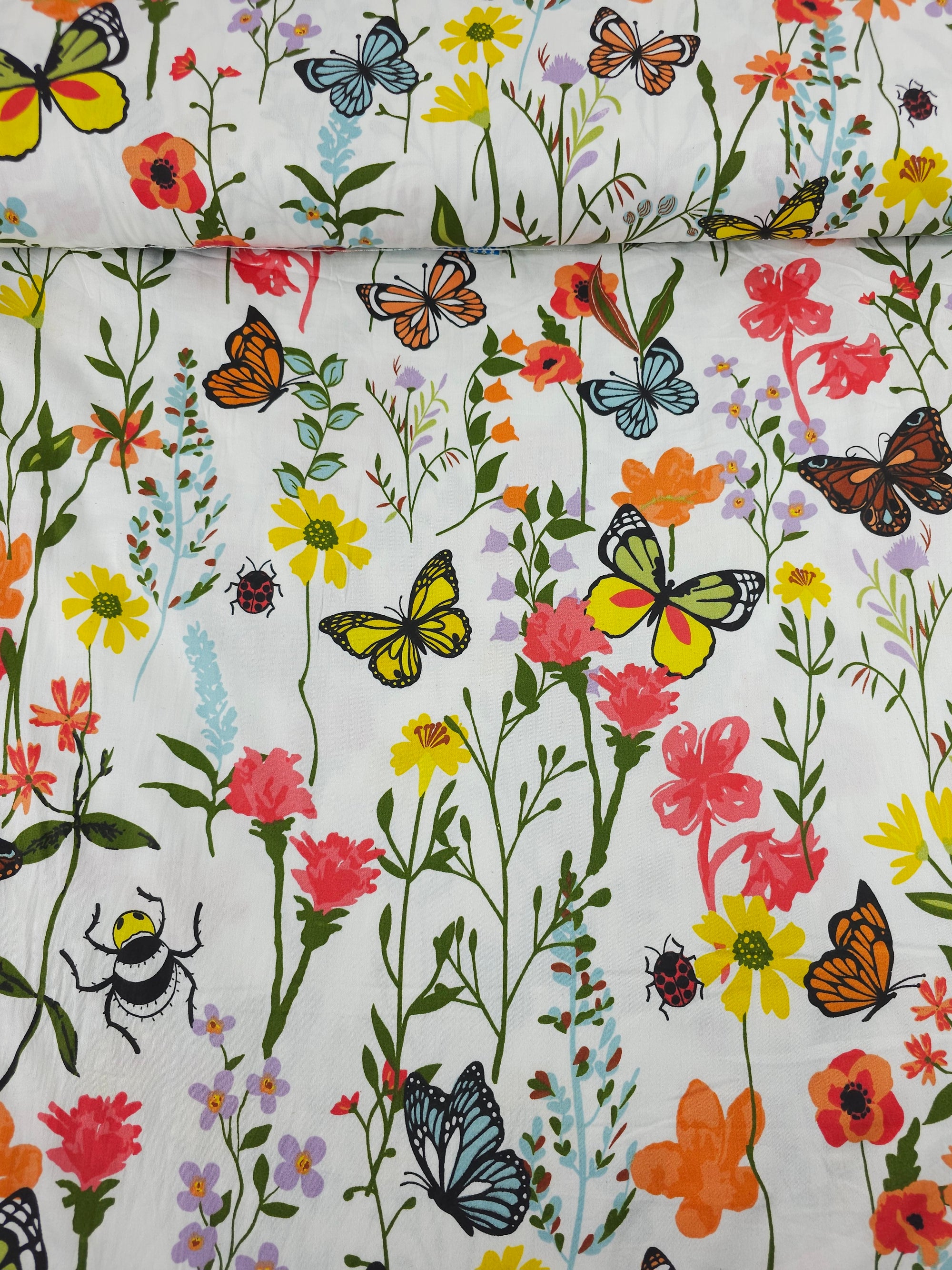 Spring Butterfly Floral Garden 100% Cotton 112" *EXTRA WIDE*