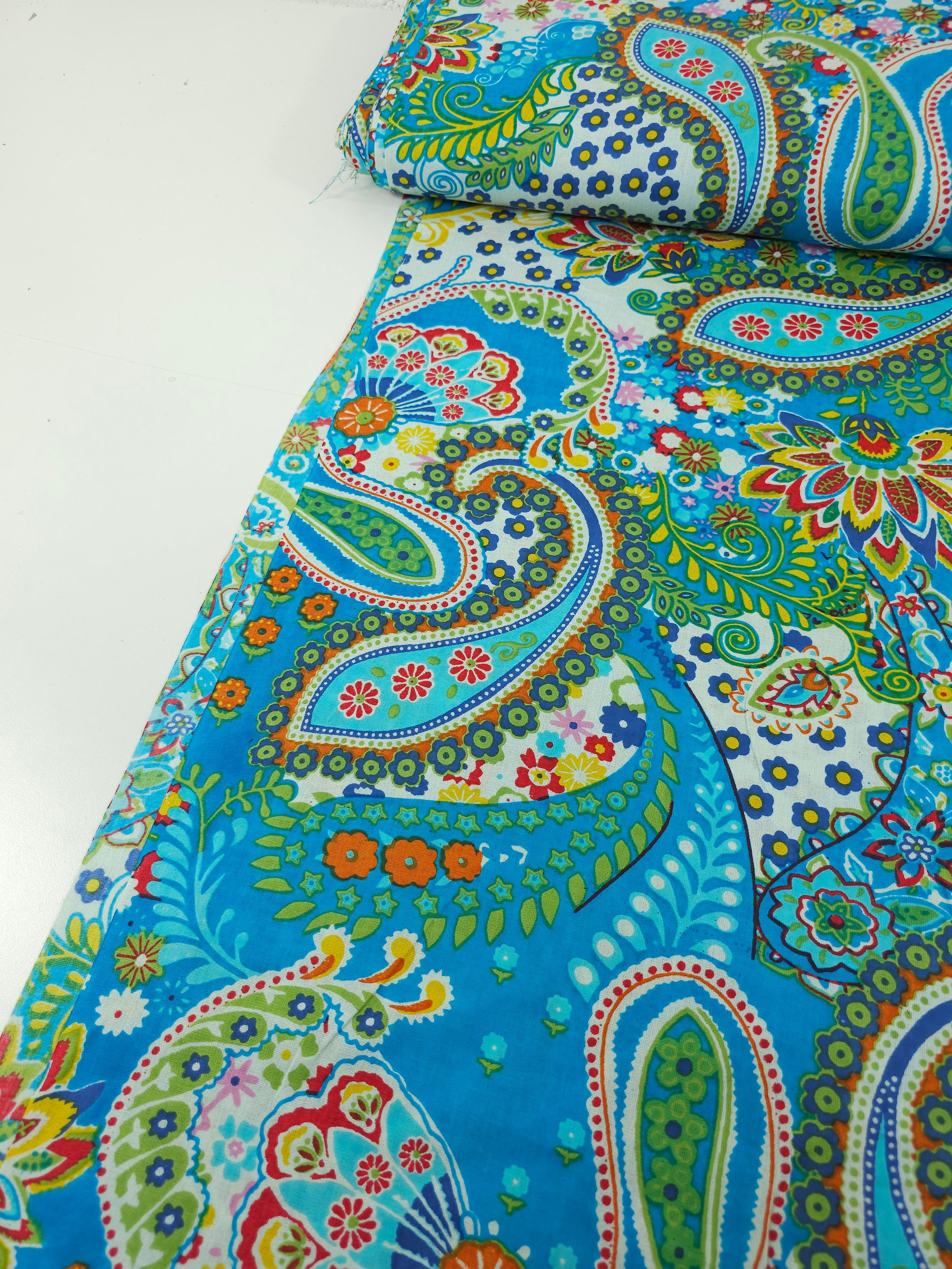 Blue Paisley Fiesta Cambric Cotton