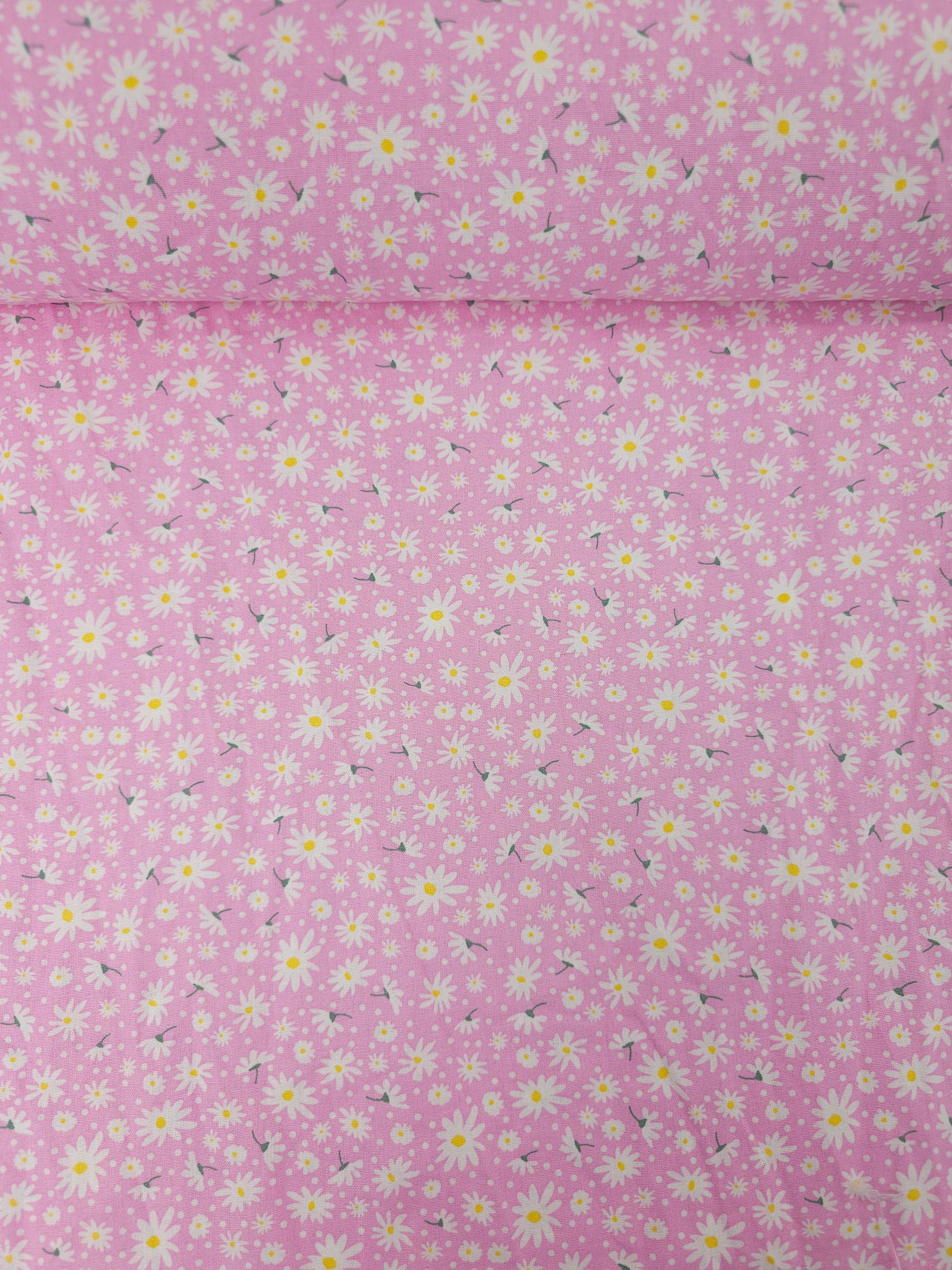 Pink Ditsy Daisy 100% Cotton