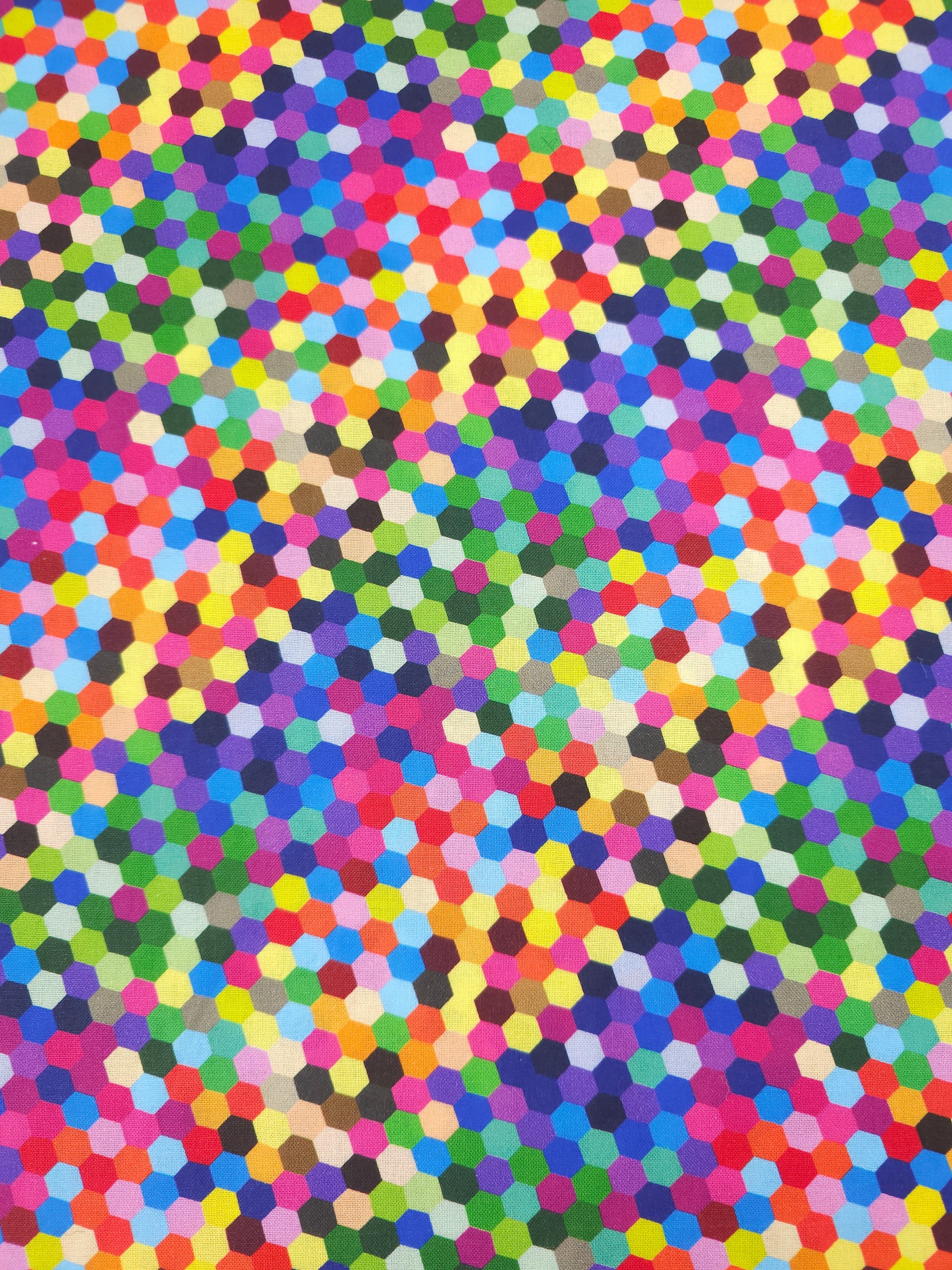 Rainbow Geometric Hexagon 100% Cotton