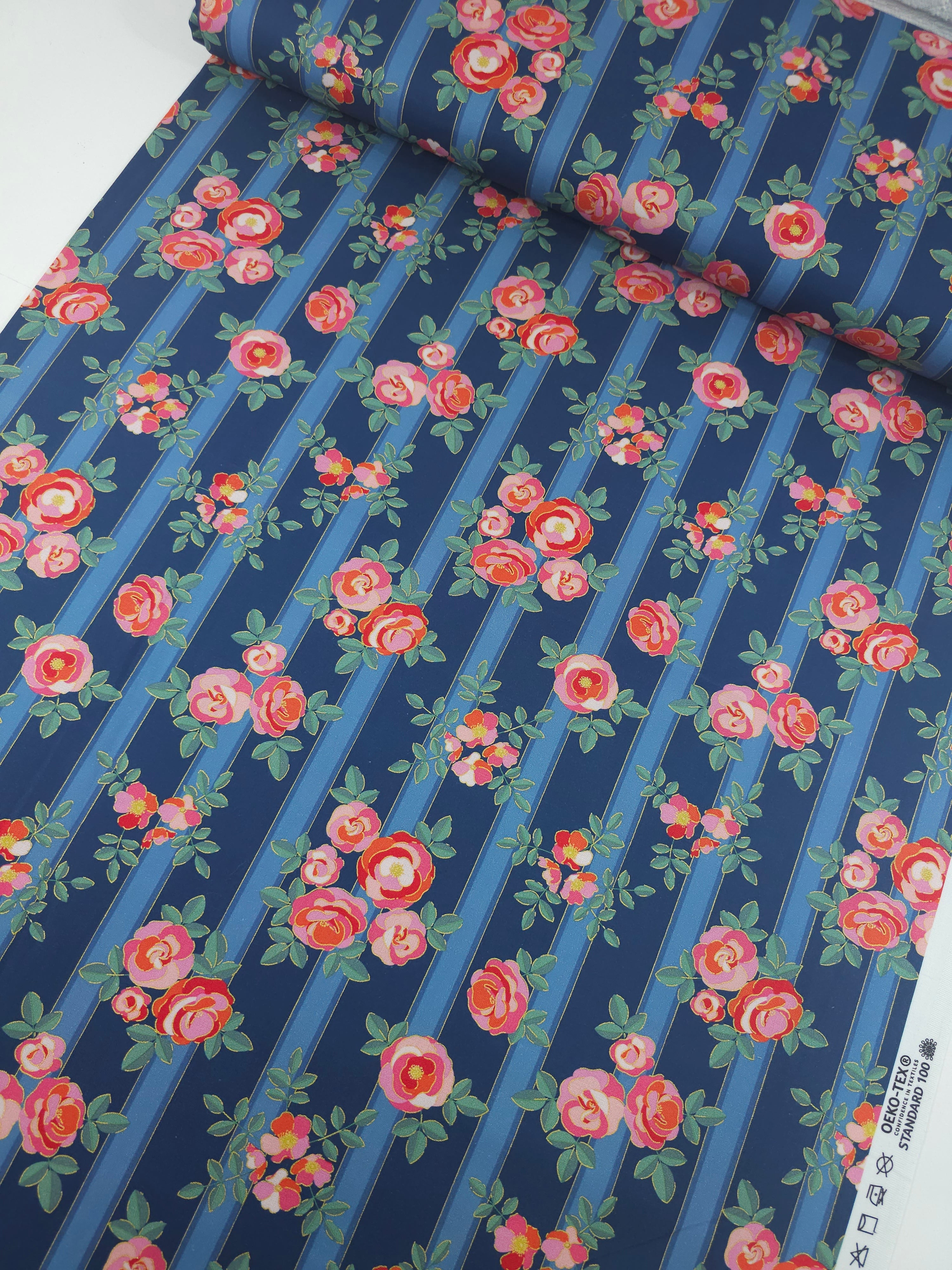 Florescence Rose Stripe 100% Cotton