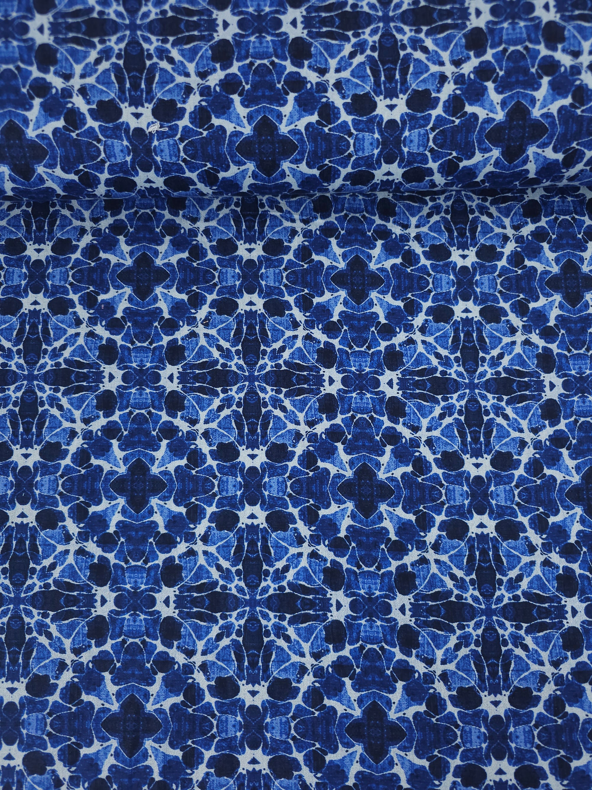 Denim Blue Kaleidoscope 100% Cotton