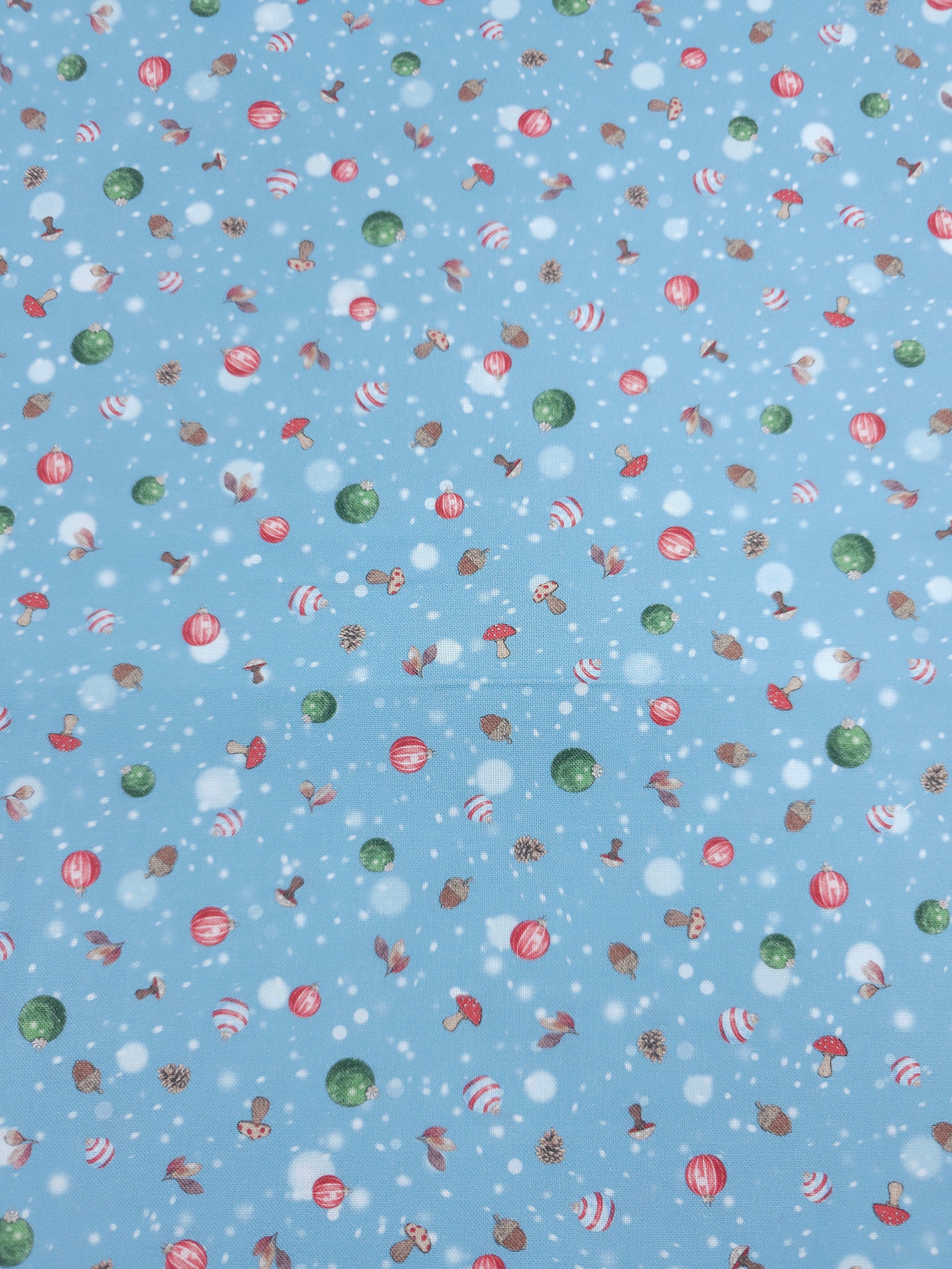 Frosty Blue Christmas Ornaments 100% Cotton