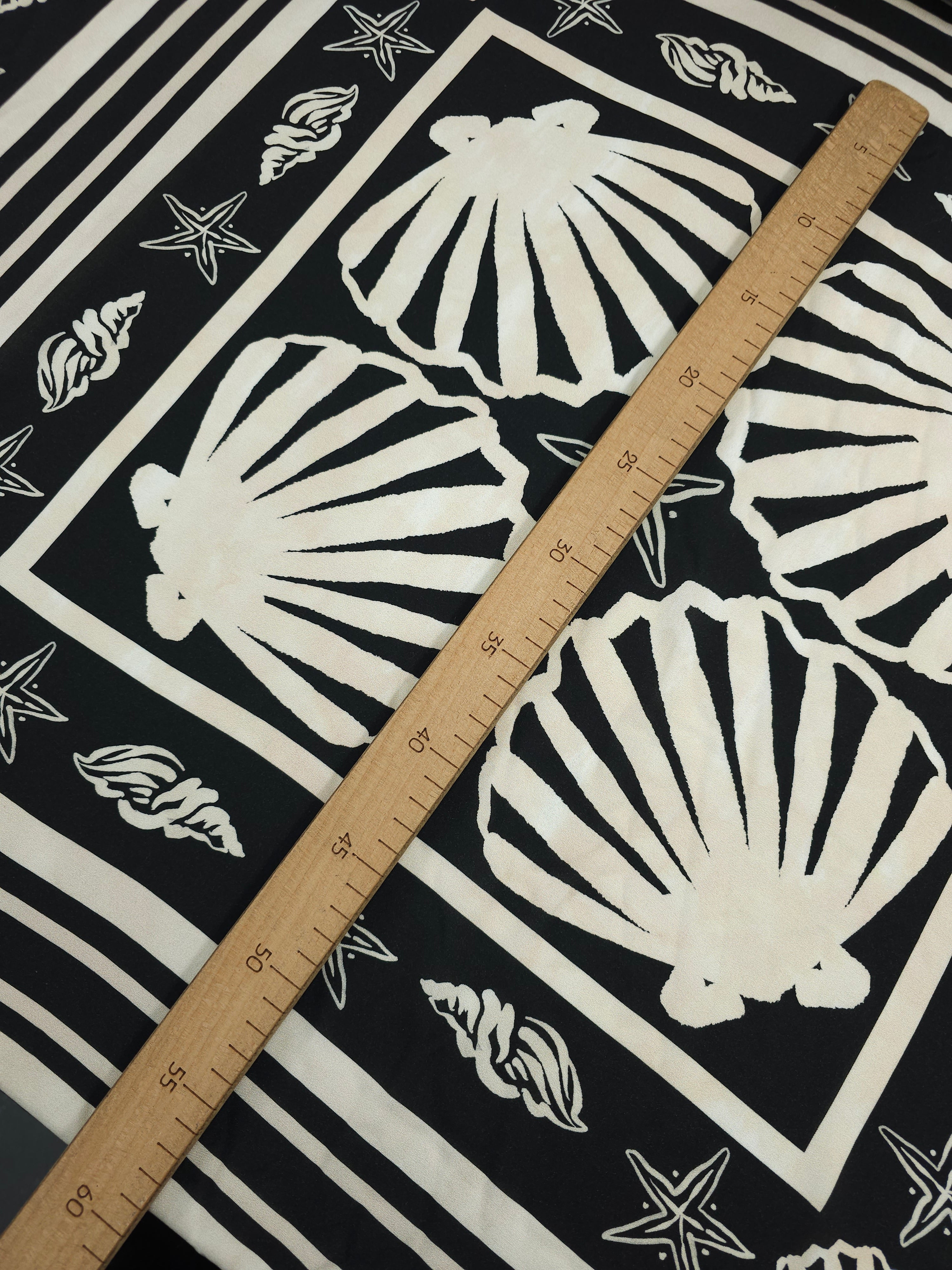 Black/Ivory Washed Shell Frames Viscose Challis