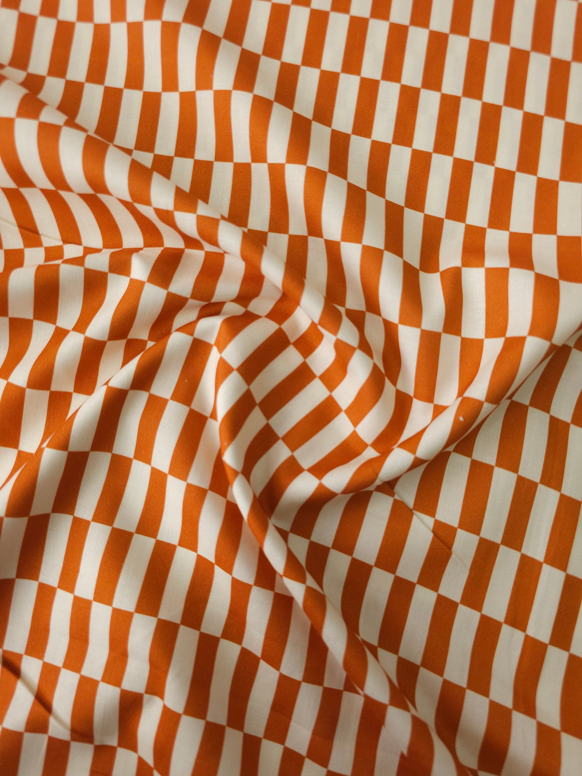 Rusty Orange Rectangle Check 100% Cotton
