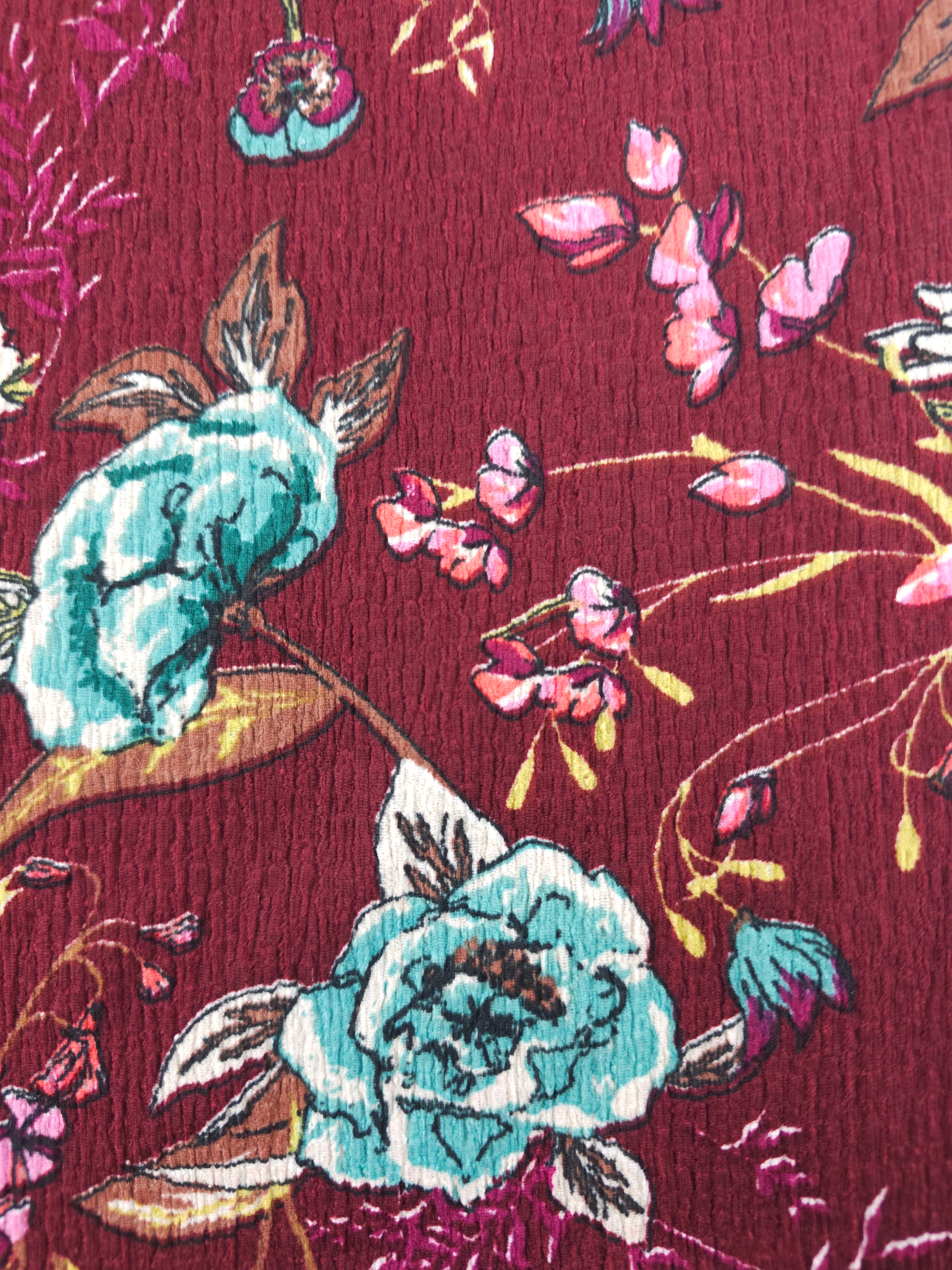 Buragandy floral Viscose crepe- 1.6m piece