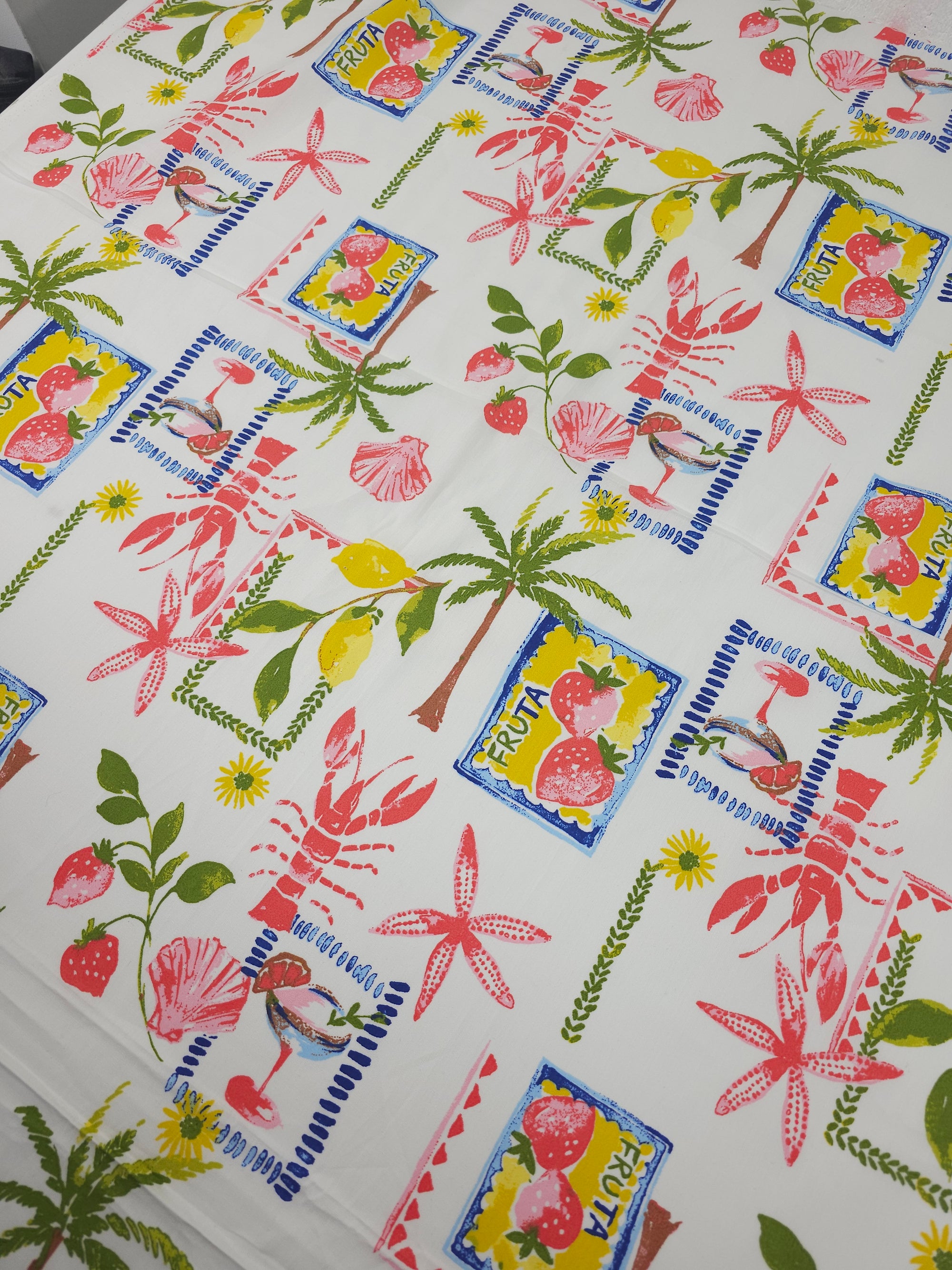 Cocktail Lobster Summer Cotton Poplin