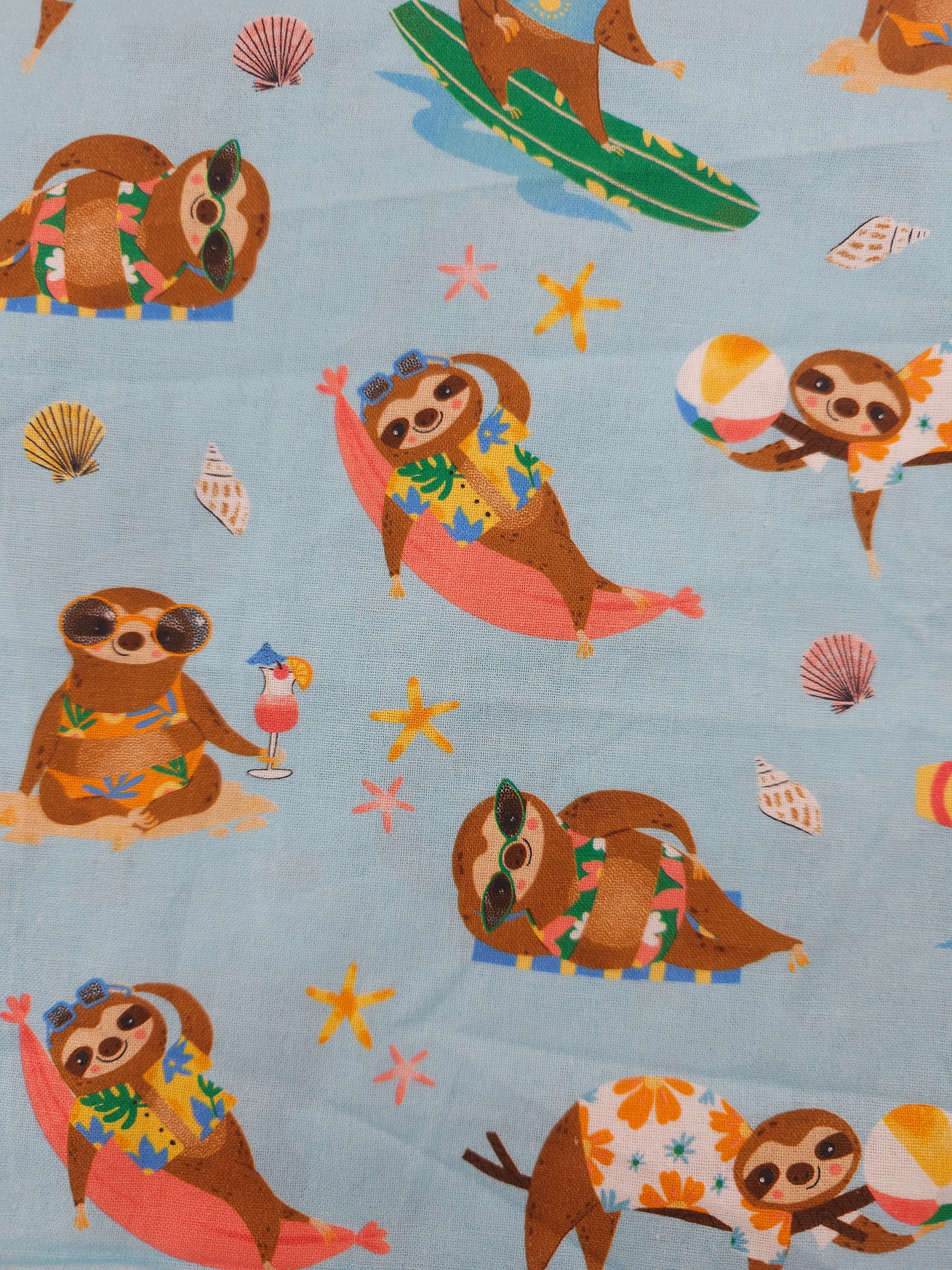 Summer sloths Cotton- 1.7m piece