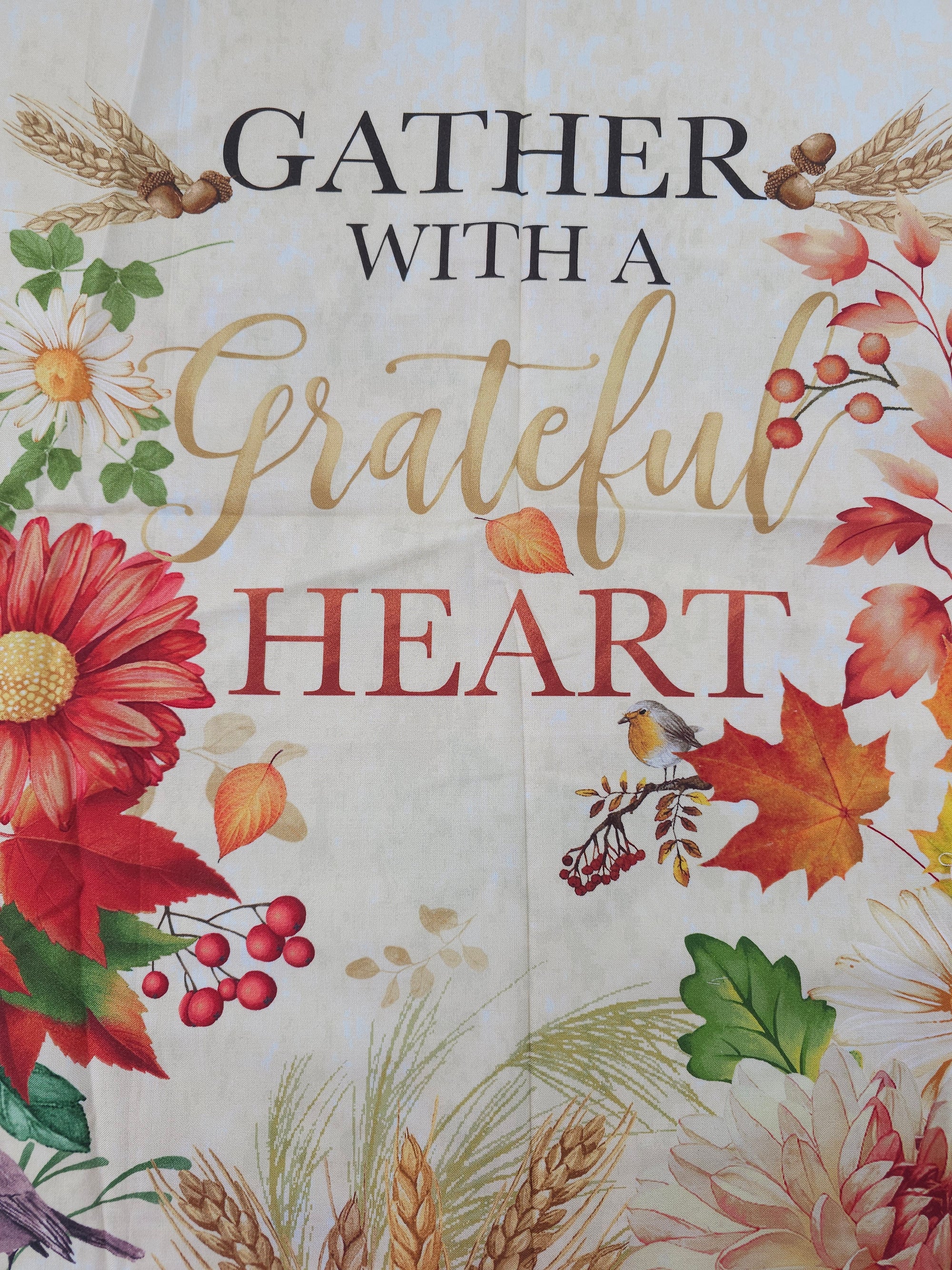 Gather with a grateful heart Cotton panel- 0.6m piece