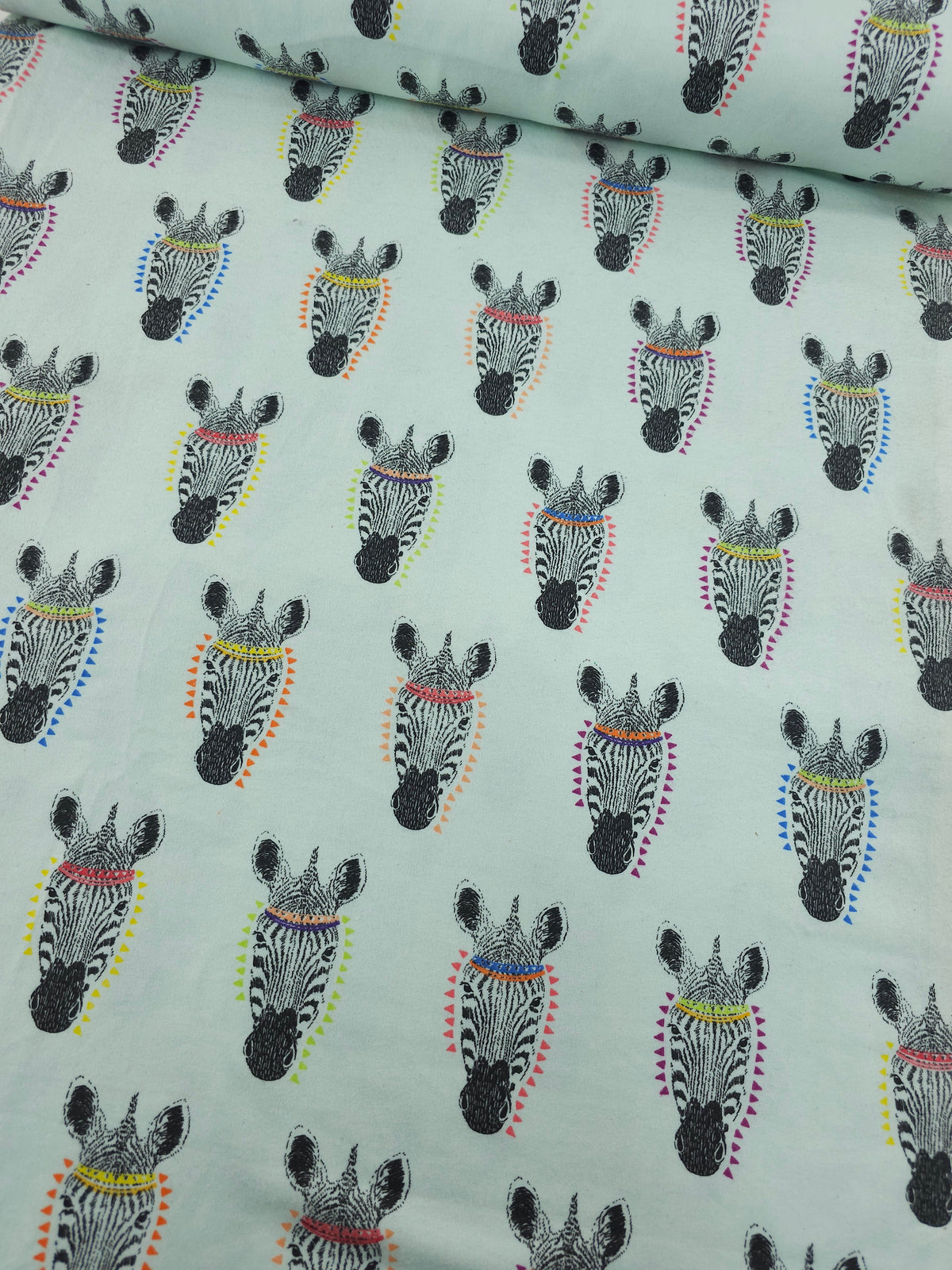 Mint Abstract Zebra Heads Lightweight Flannel Cotton - Joann
