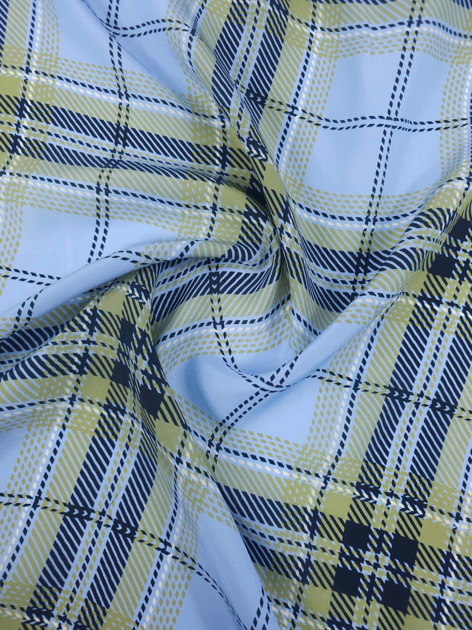 Baby Blue Tartan Cupro