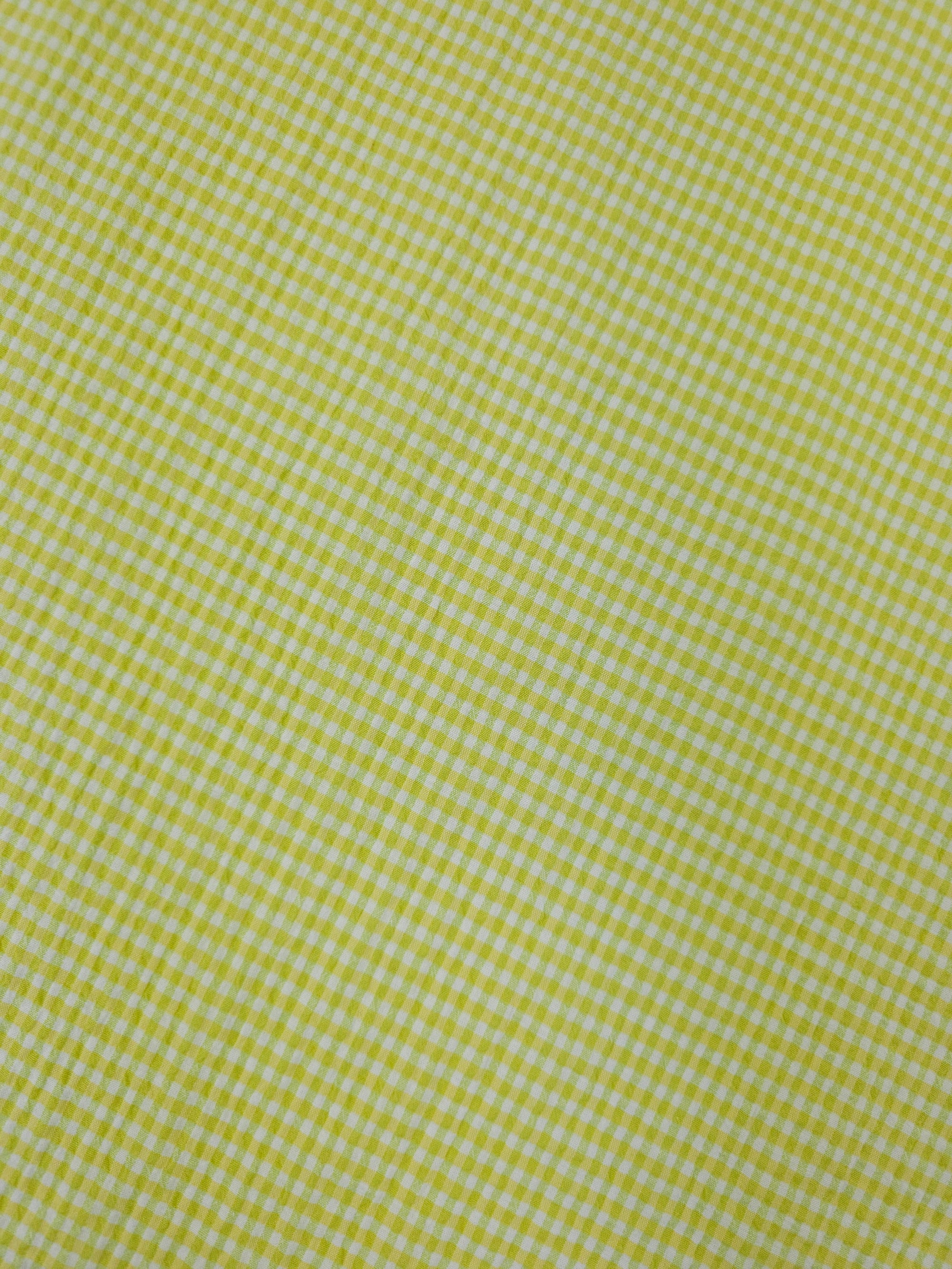 Lime/Yellow Mini Gingham Crinkle Cotton