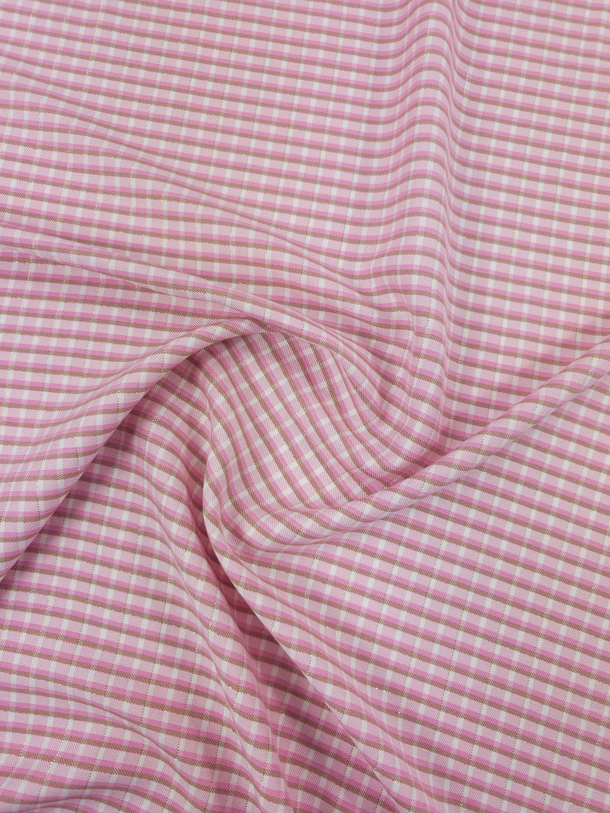 Pink/Gold Lurex Mini Gingham Viscose