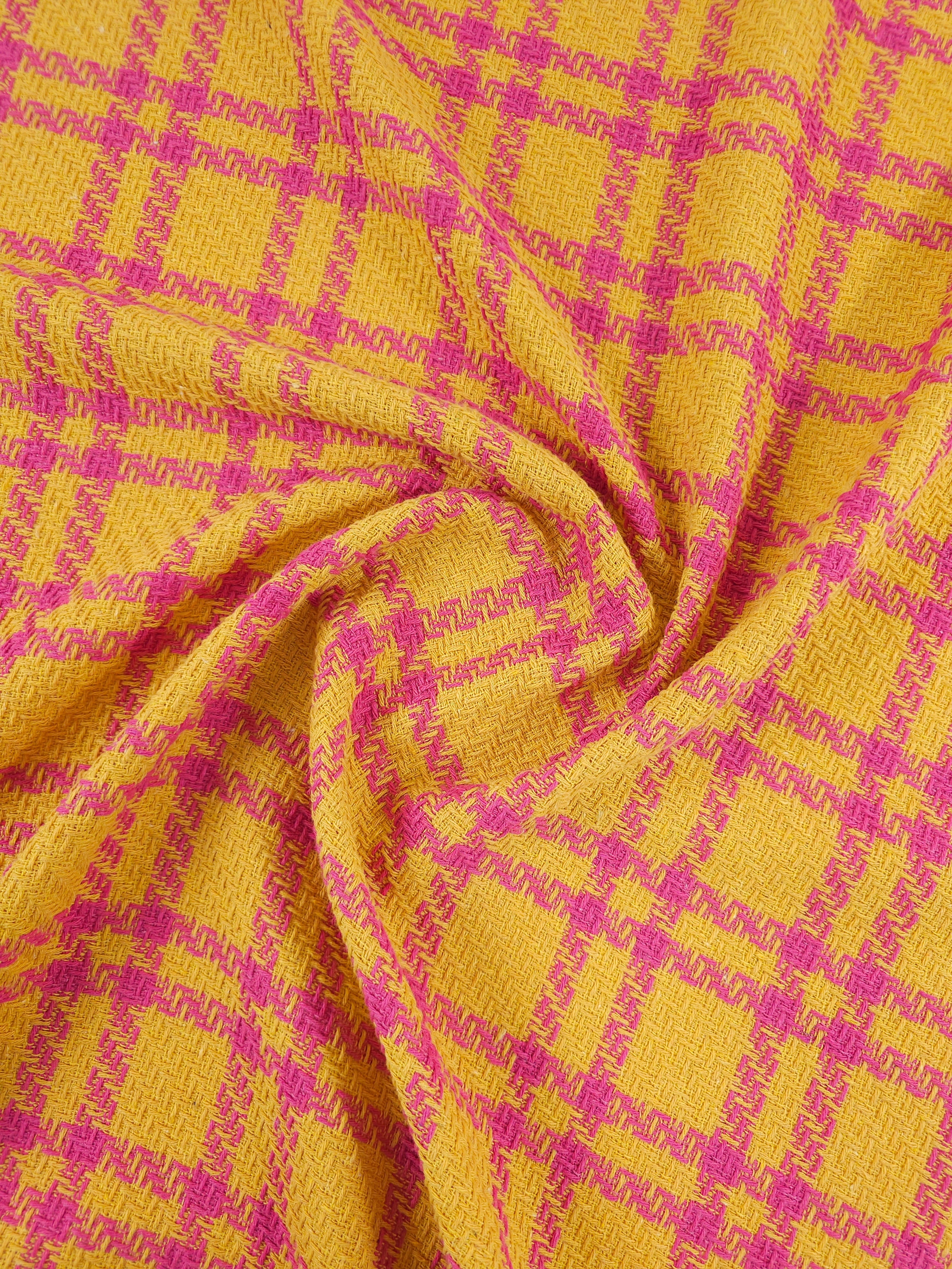 Yellow/Pink Tartan Boucle