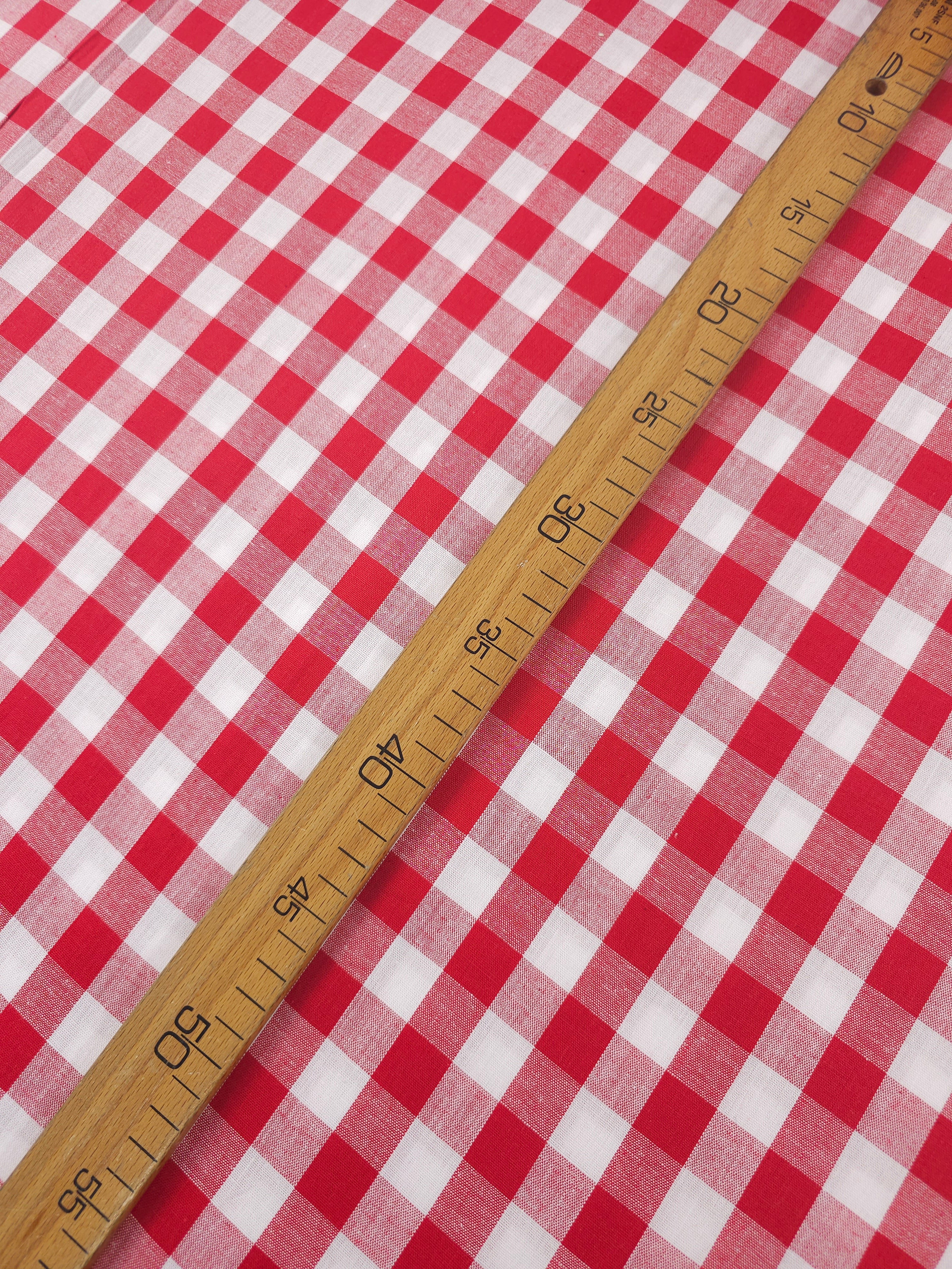 Red Big Gingham 100% Cotton 55"