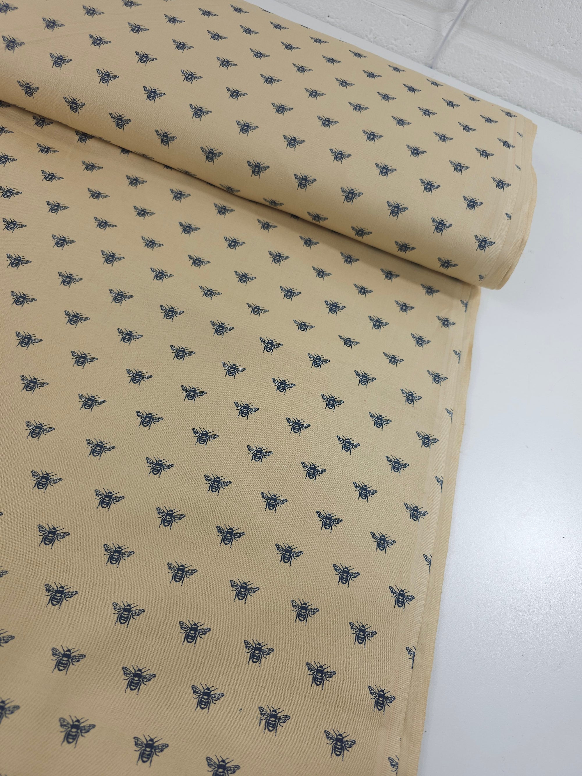 Tan Beige Bees 100% Cotton