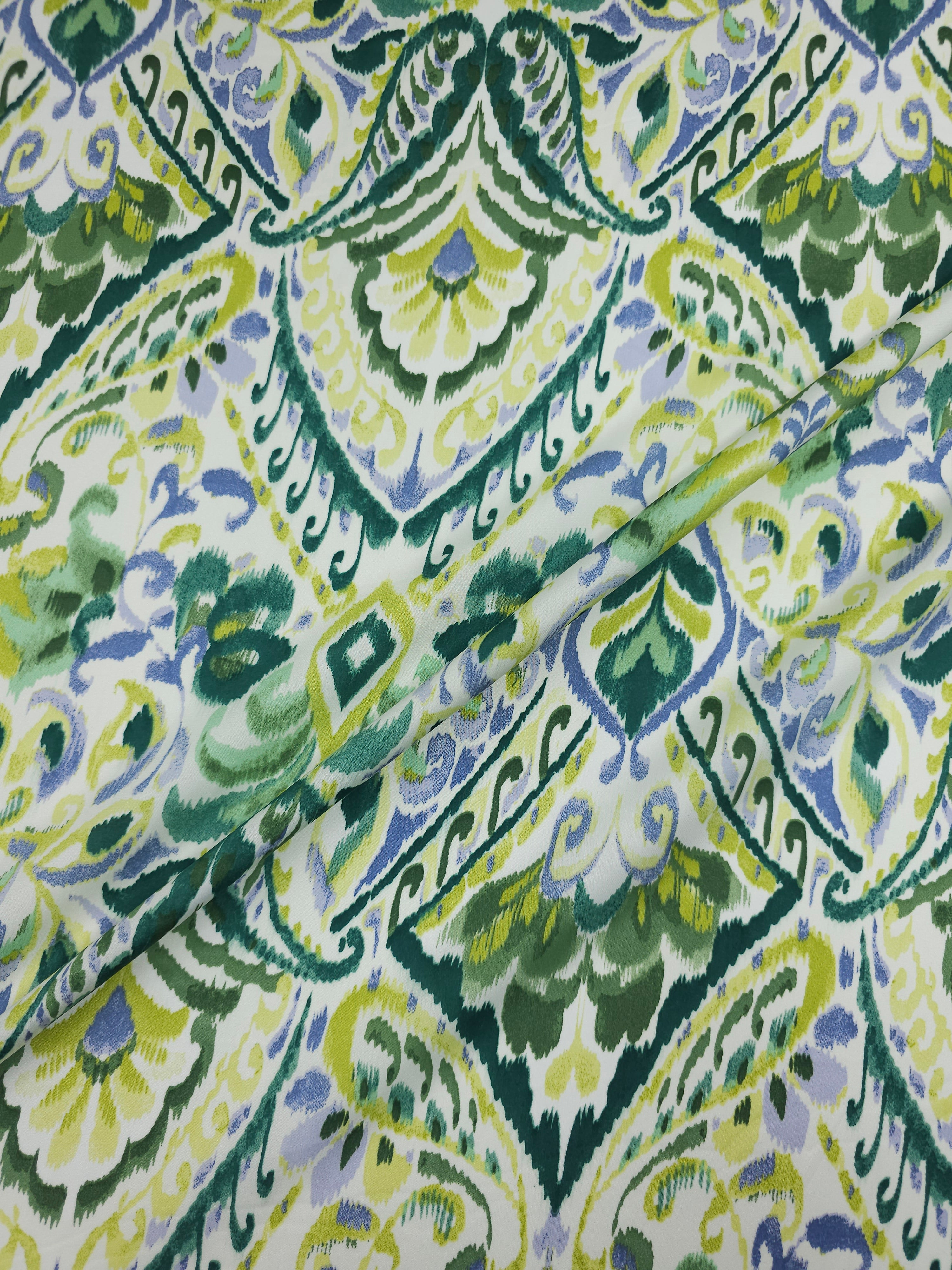 Lime/Periwinkle Damask Satin