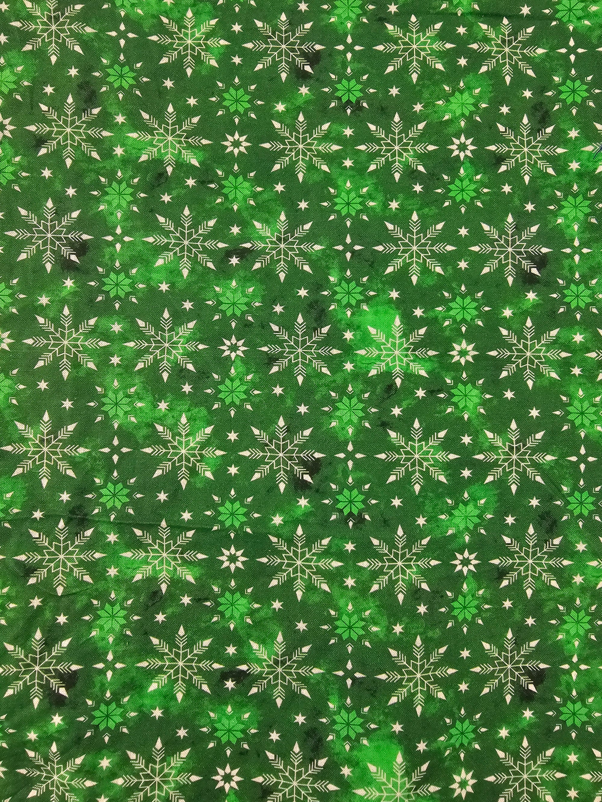 Let It Snow Green Cotton - 1m Piece