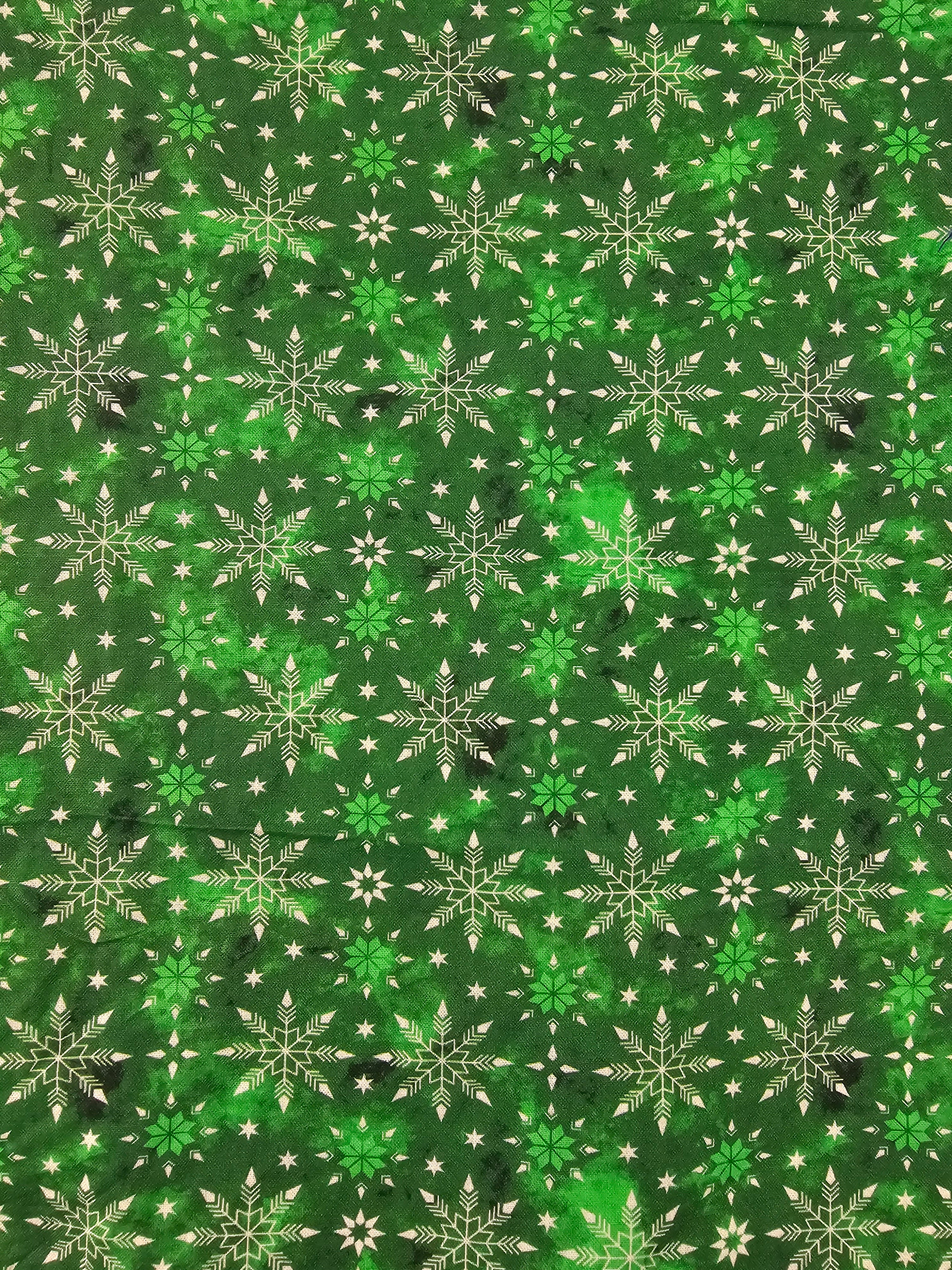 Let It Snow Green Cotton - 1m Piece