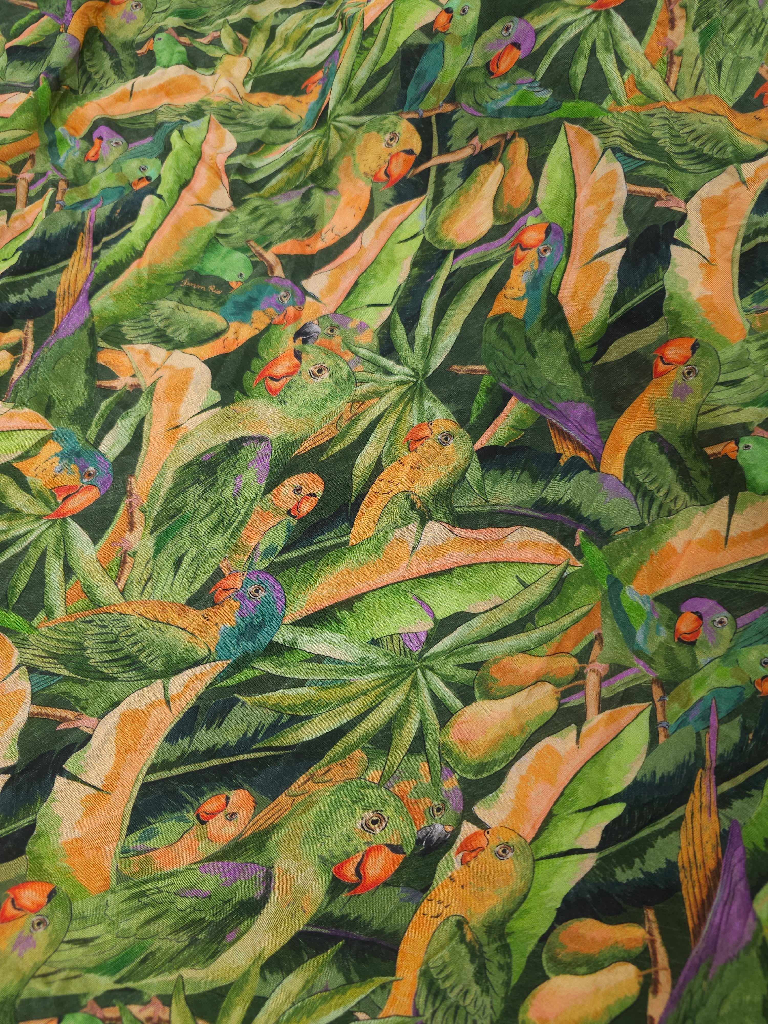 Parrots of the jungle Rayon jersey- 3m piece