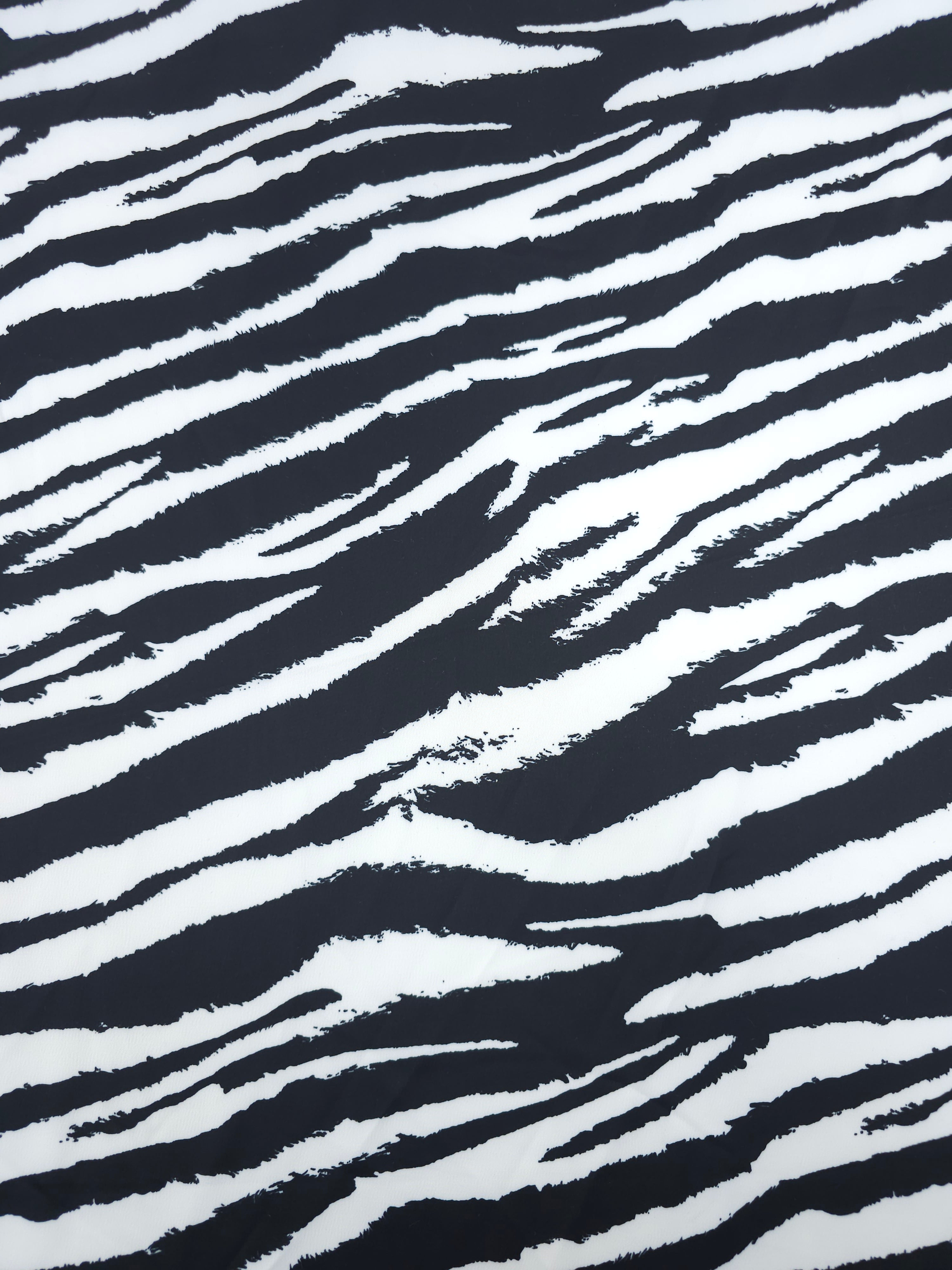 Zebra Stripe Satin Backed Viscose Crepe