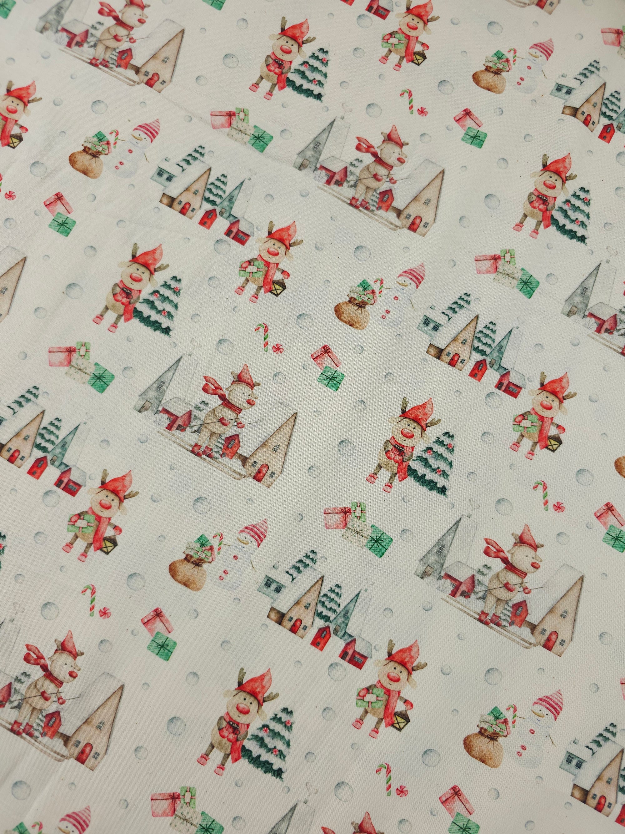 Reindeer Village 100% Cotton 60"