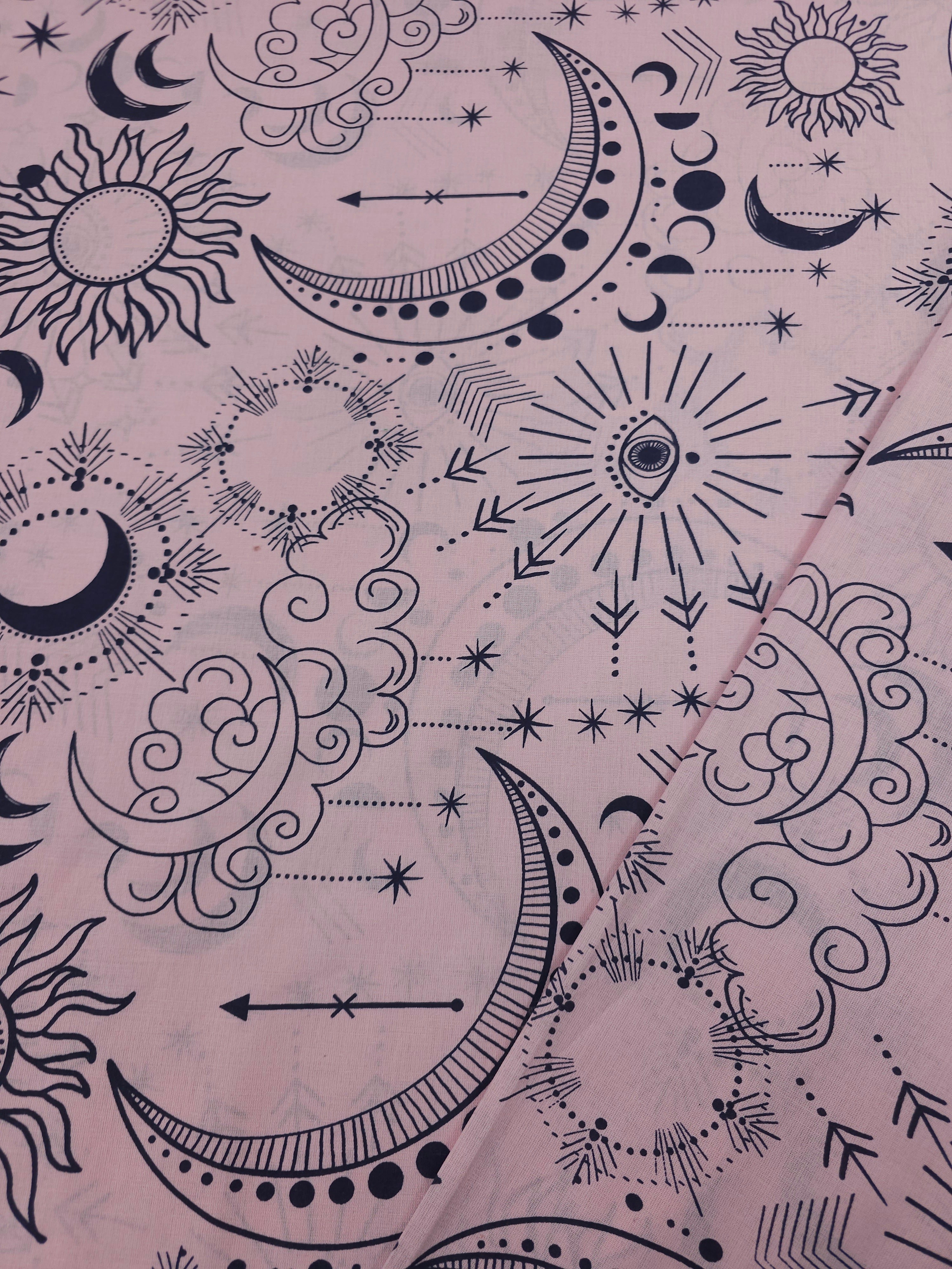 Pink/Navy Boho Celestial 100% Cotton 98" *EXTRA WIDE*