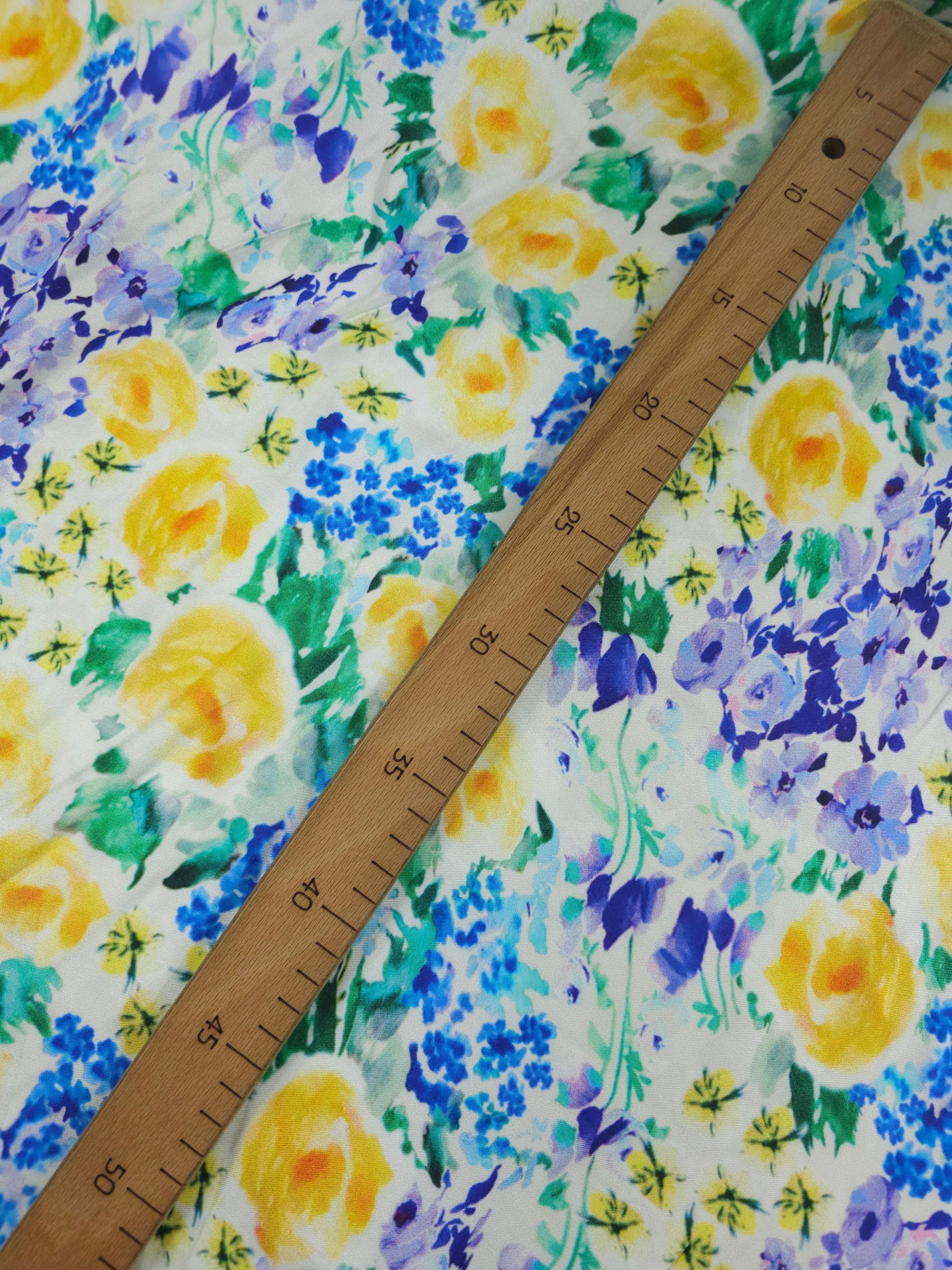 Rose Floral Meadow Viscose Satin