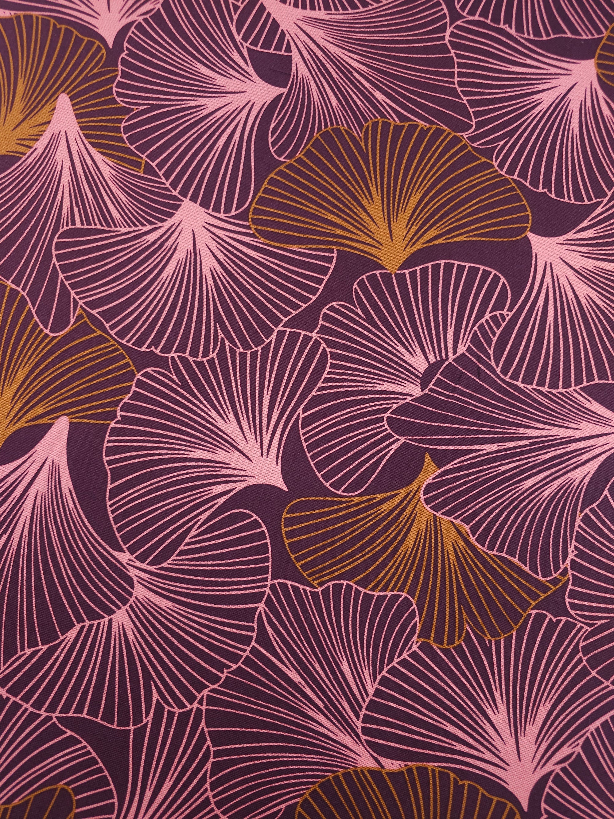 Plum/Blush Flutter Leaf Canvas Cotton