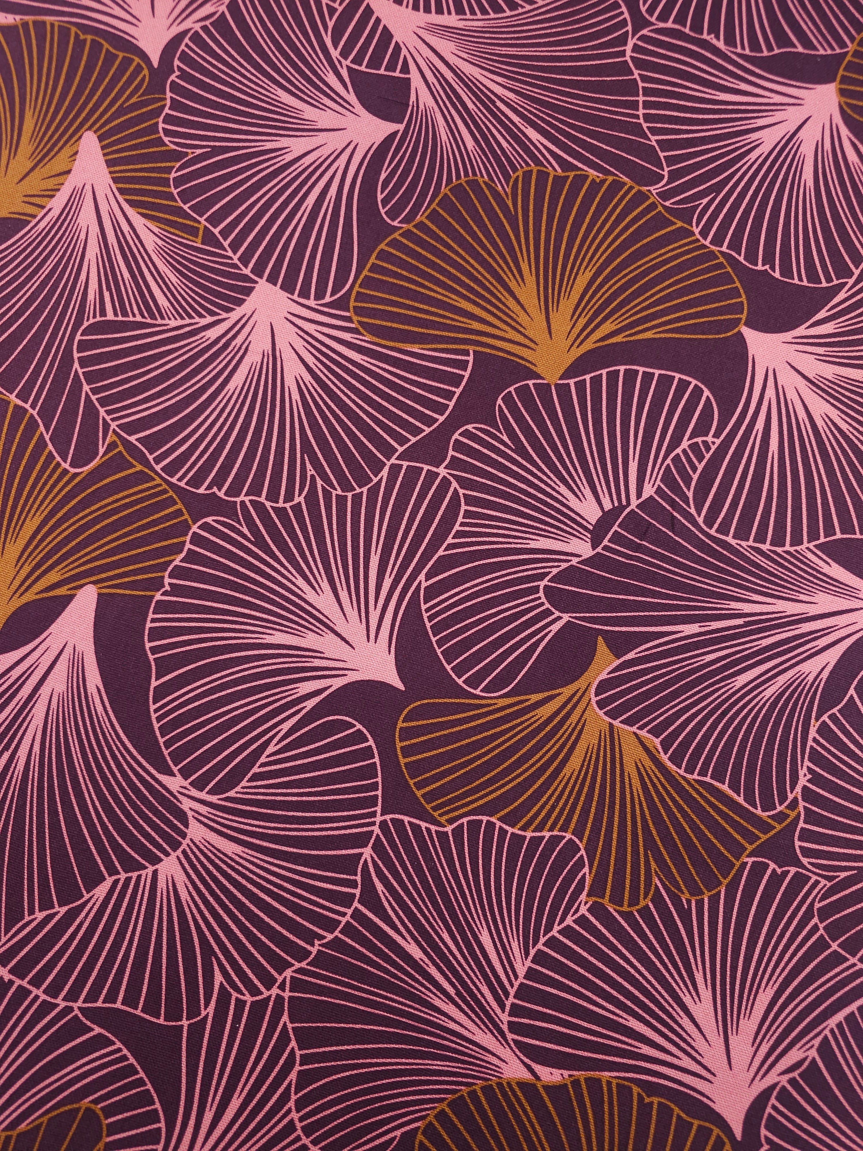 Plum/Blush Flutter Leaf Canvas Cotton