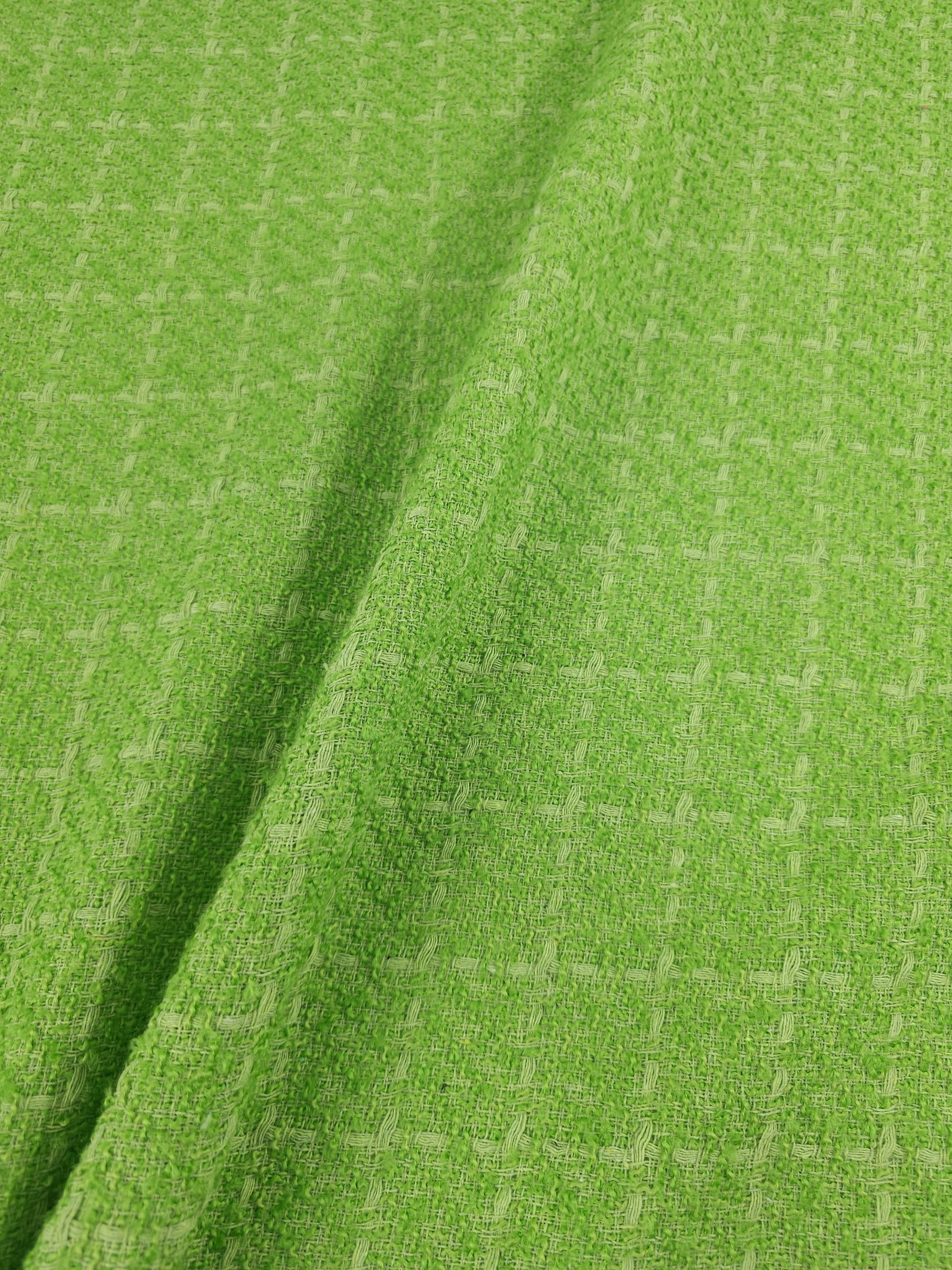 Lime Green Square Check Boucle