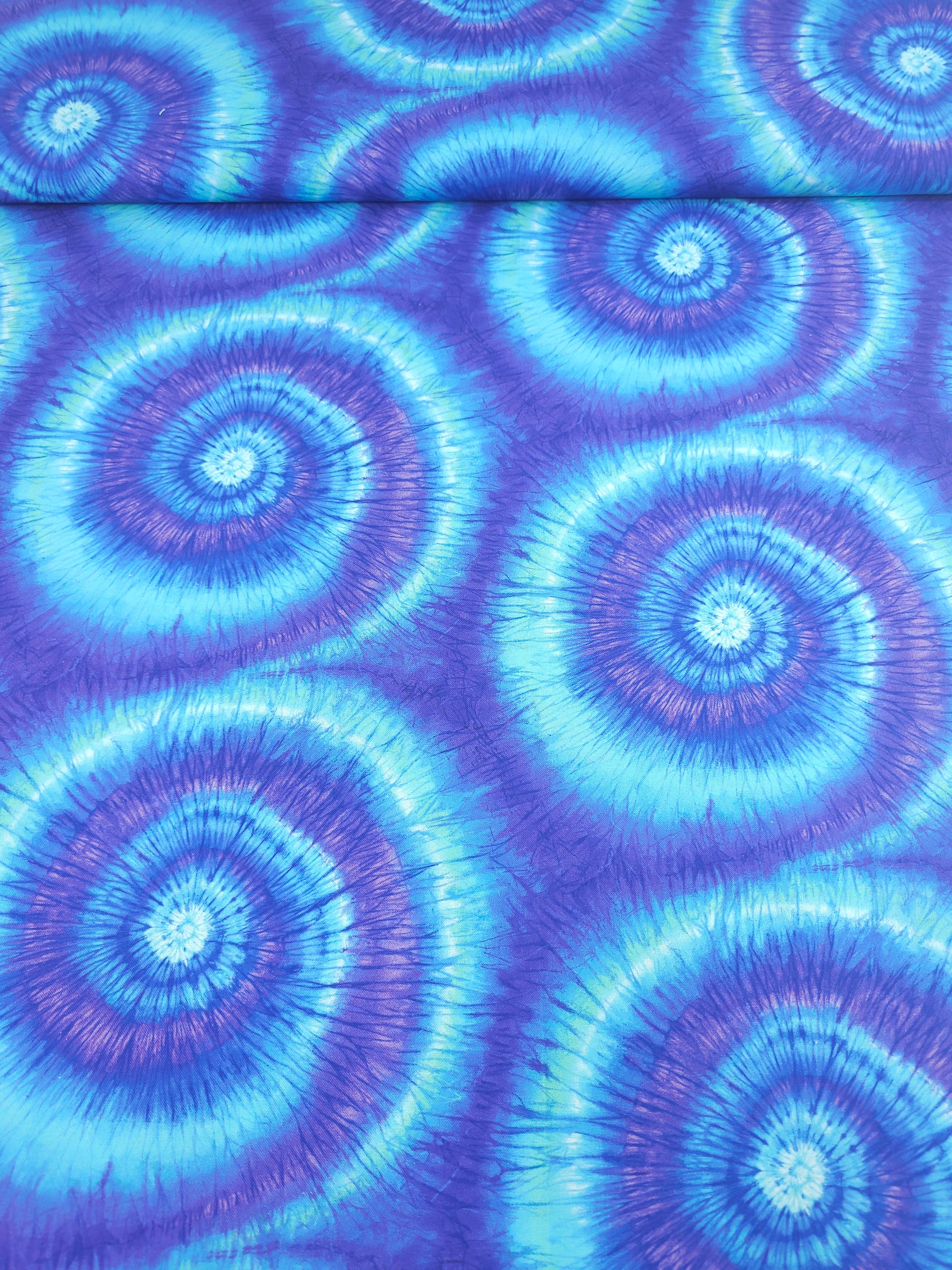 Purple/Blue Tie Dye Spiral 100% Cotton *DEFECT*