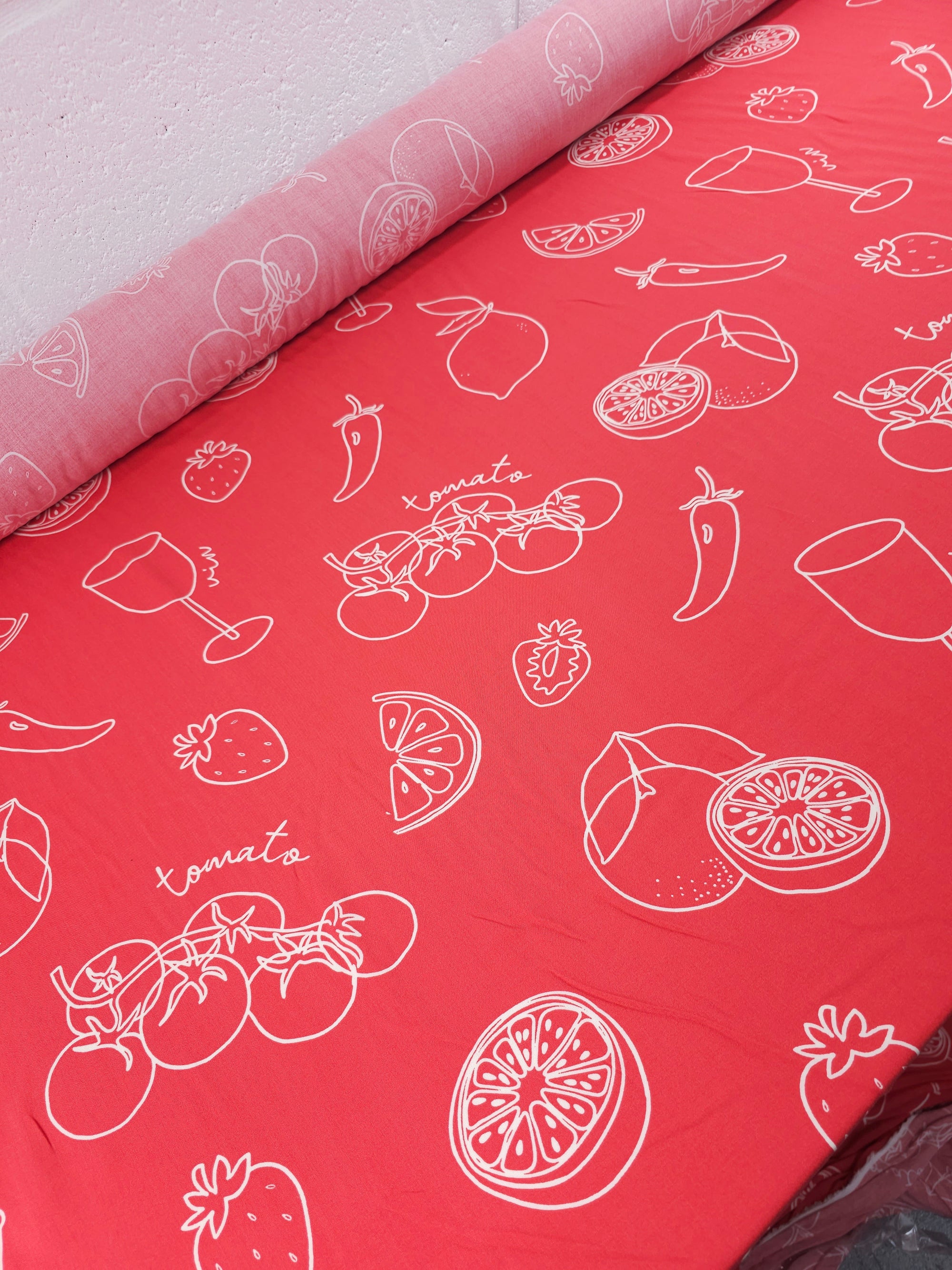 Soft Red Fruit Cocktail Viscose Challis