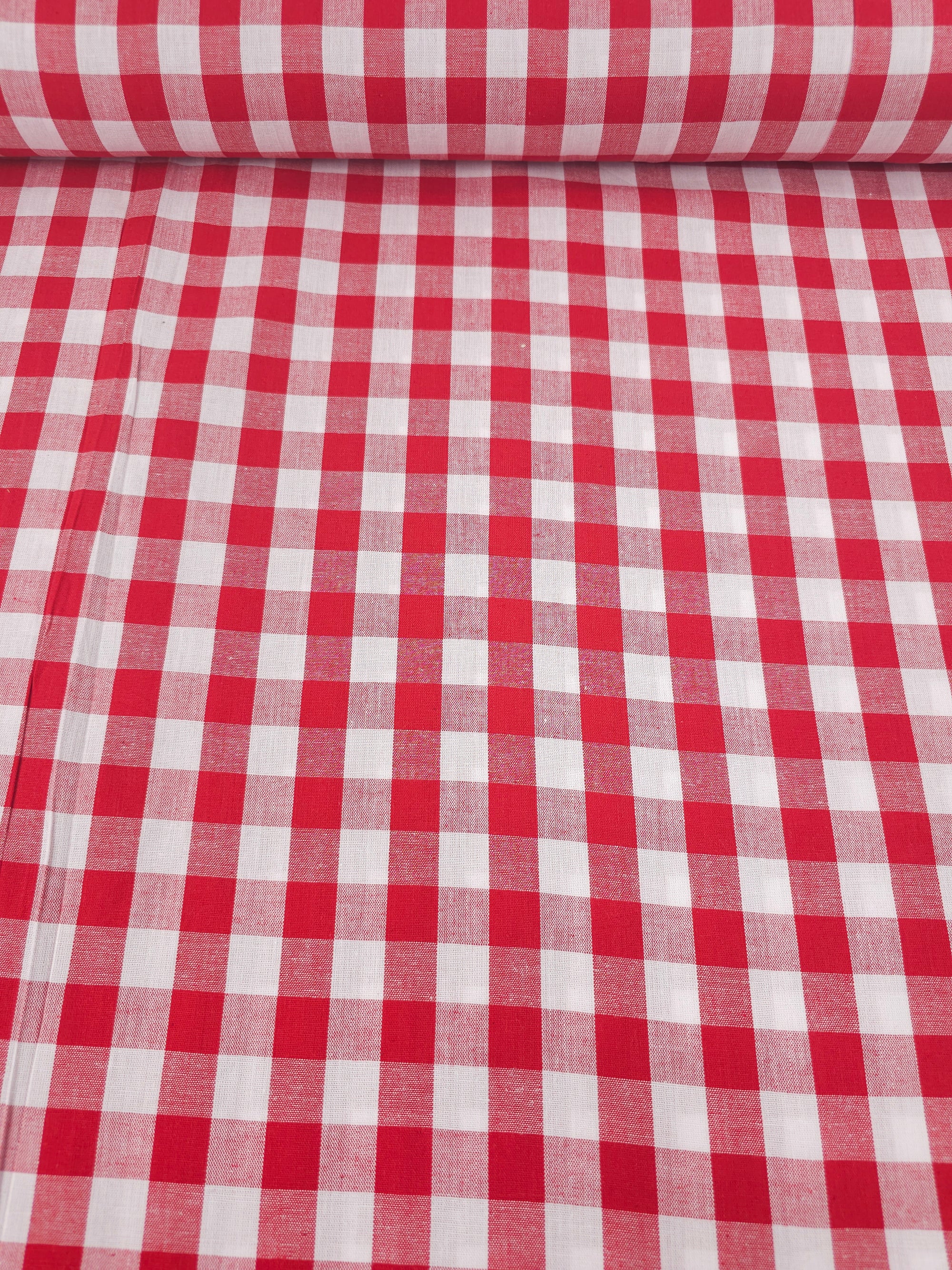 Red Big Gingham 100% Cotton 55"